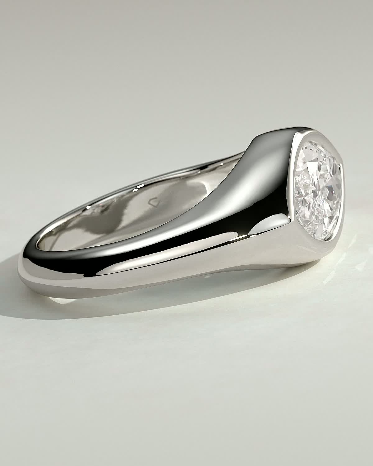 Angie - Marquise East West Bezel Solitaire - 18k White Gold