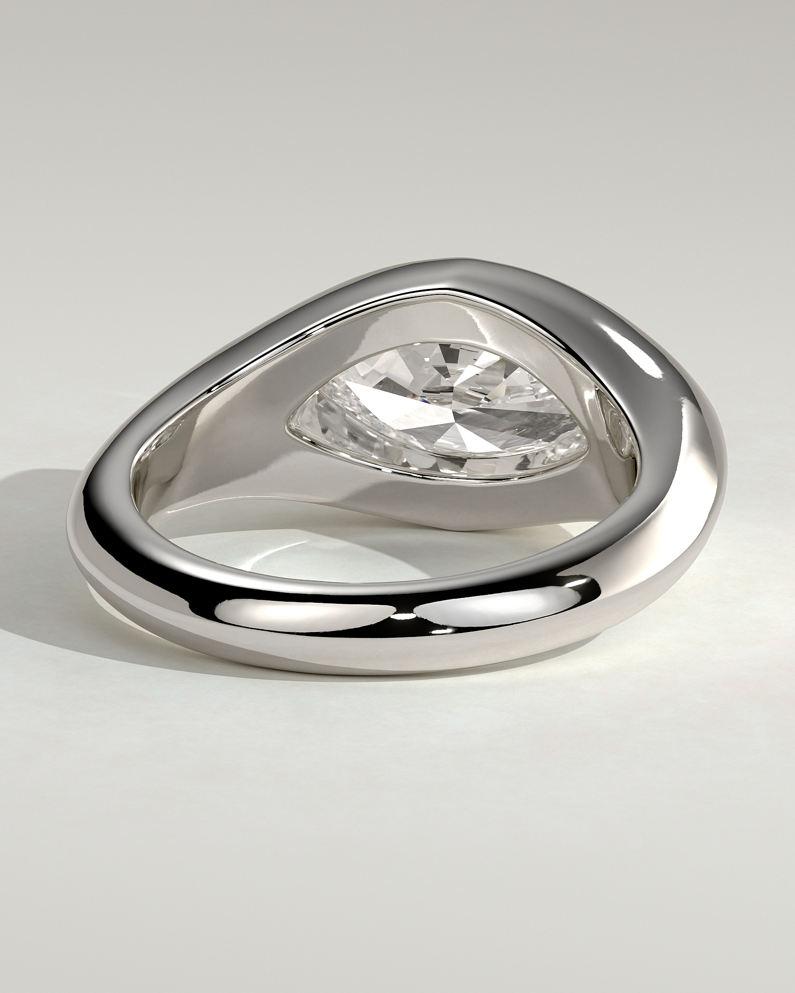 Angie - Marquise East West Bezel Solitaire - 18k White Gold