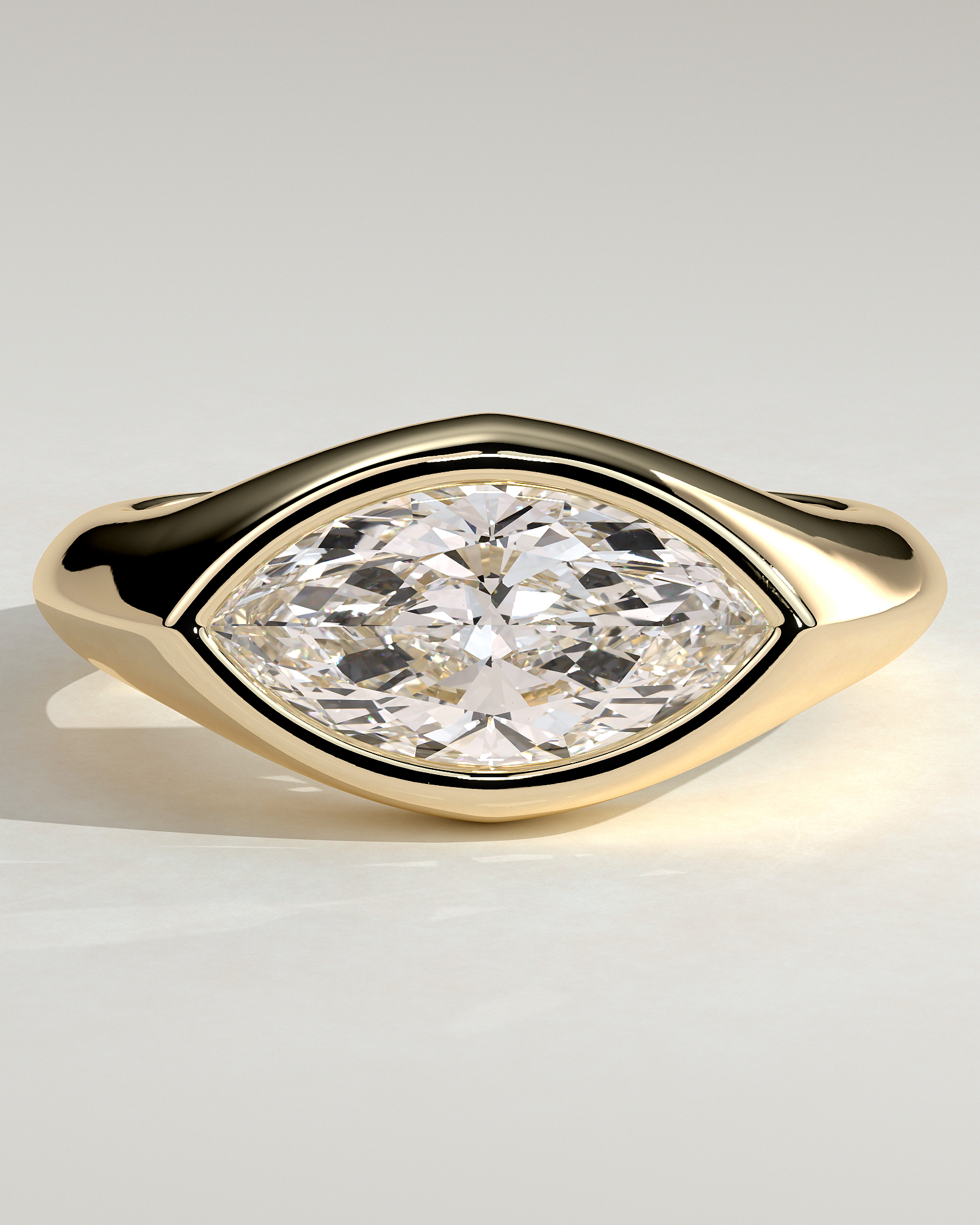 Angie - Marquise East West Bezel Solitaire - 18k Yellow Gold