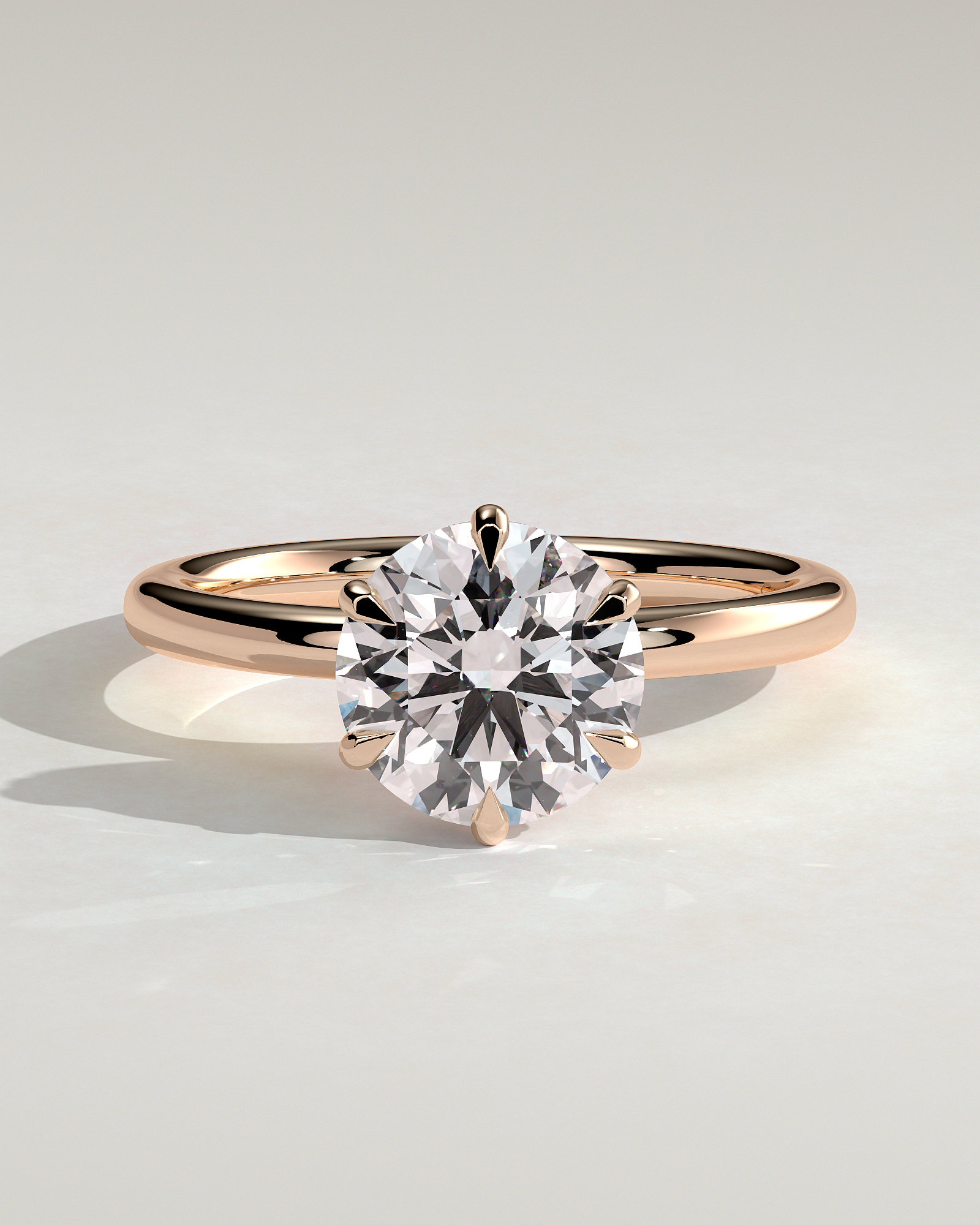Anna  6 Claw Round Solitaire with Hidden Halo - 18k Rose Gold