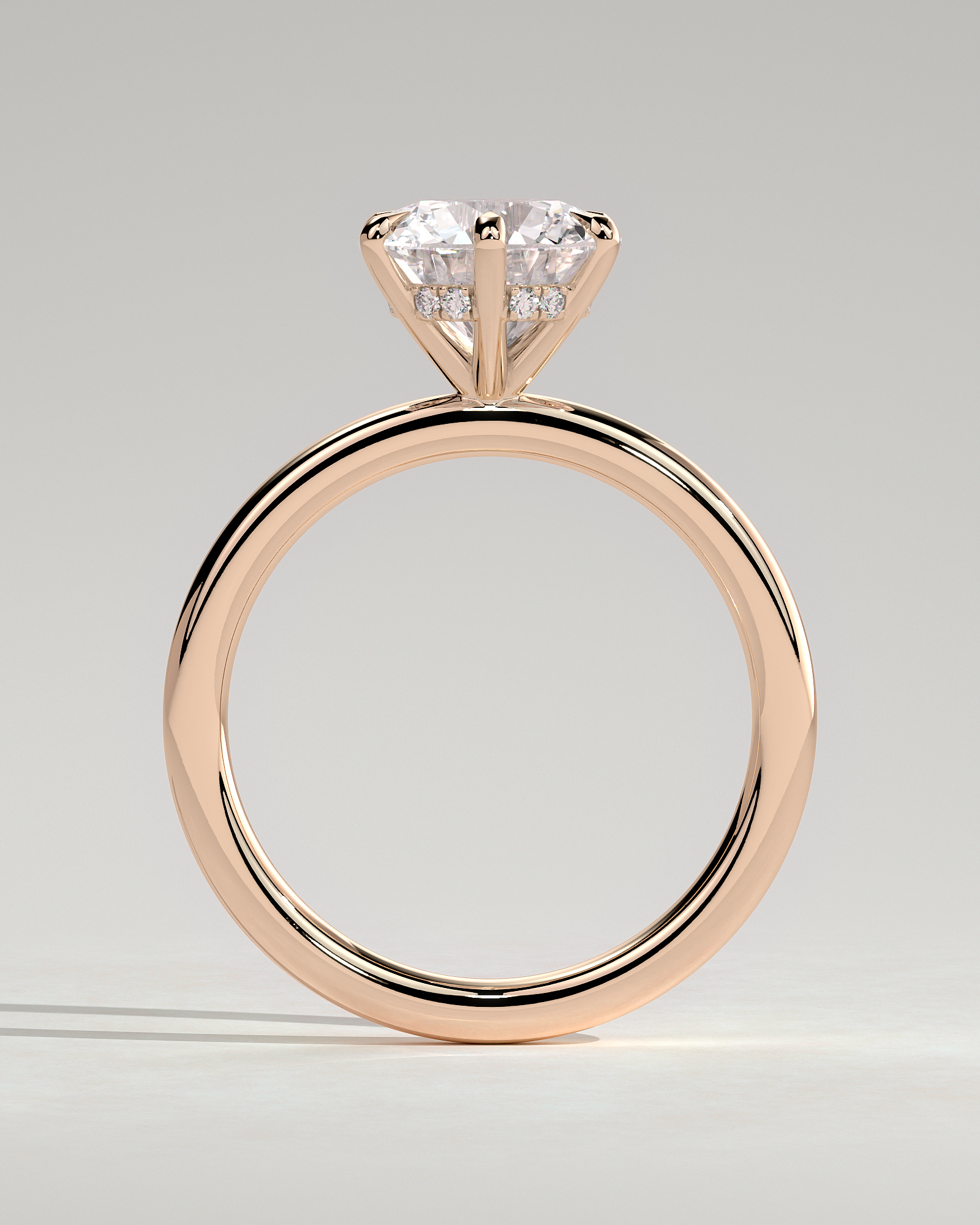 Anna  6 Claw Round Solitaire with Hidden Halo - 18k Rose Gold