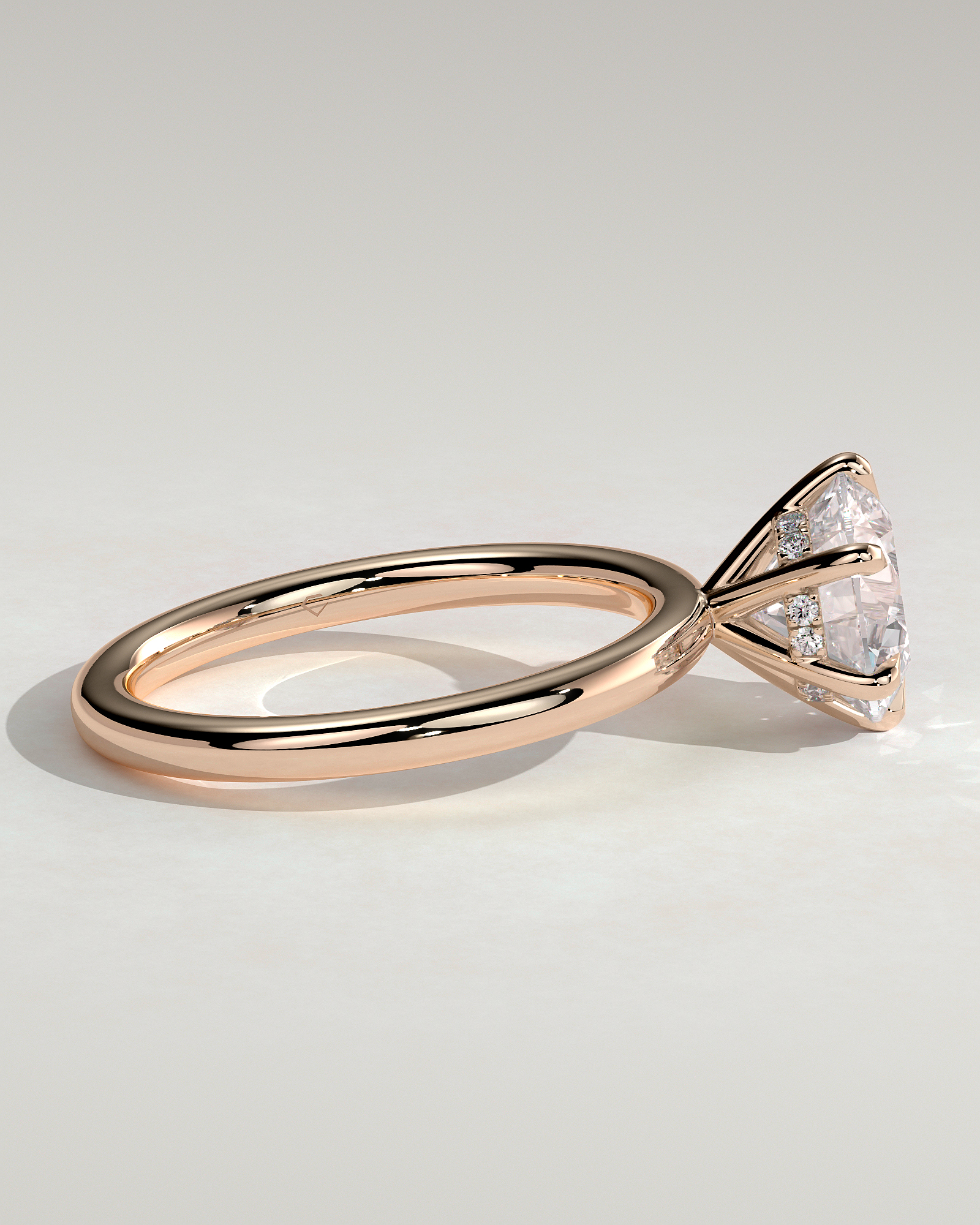 Anna  6 Claw Round Solitaire with Hidden Halo - 18k Rose Gold