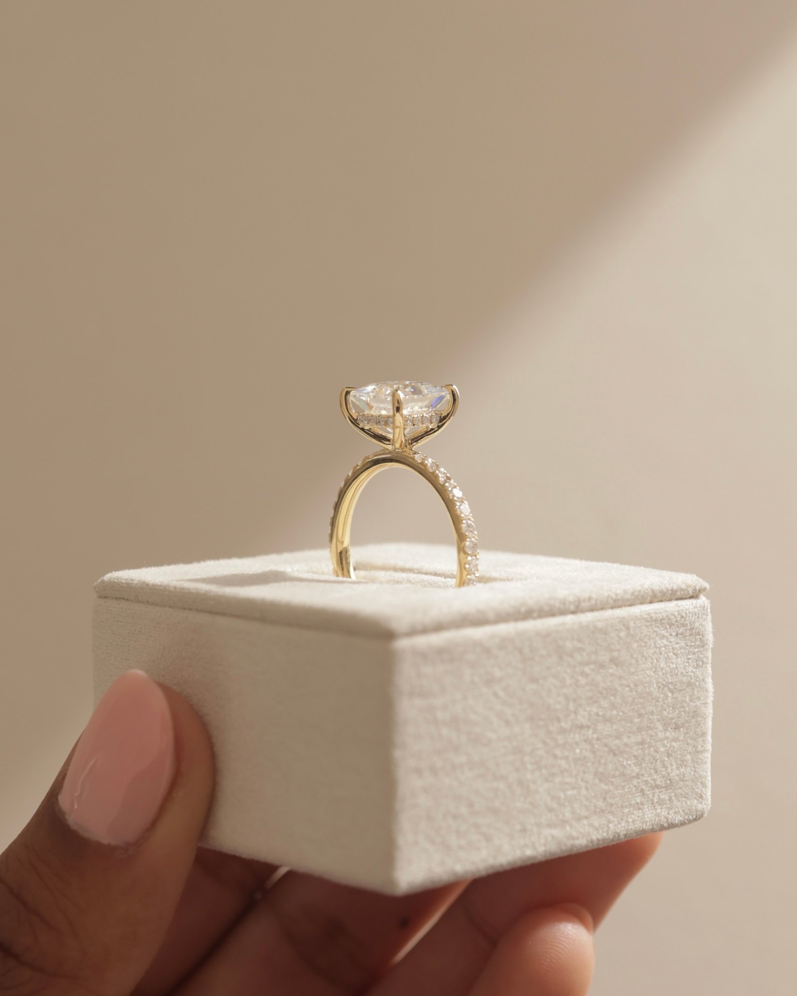 Annie  Princess Solitaire with Hidden Halo and Pave Lifestyle Image