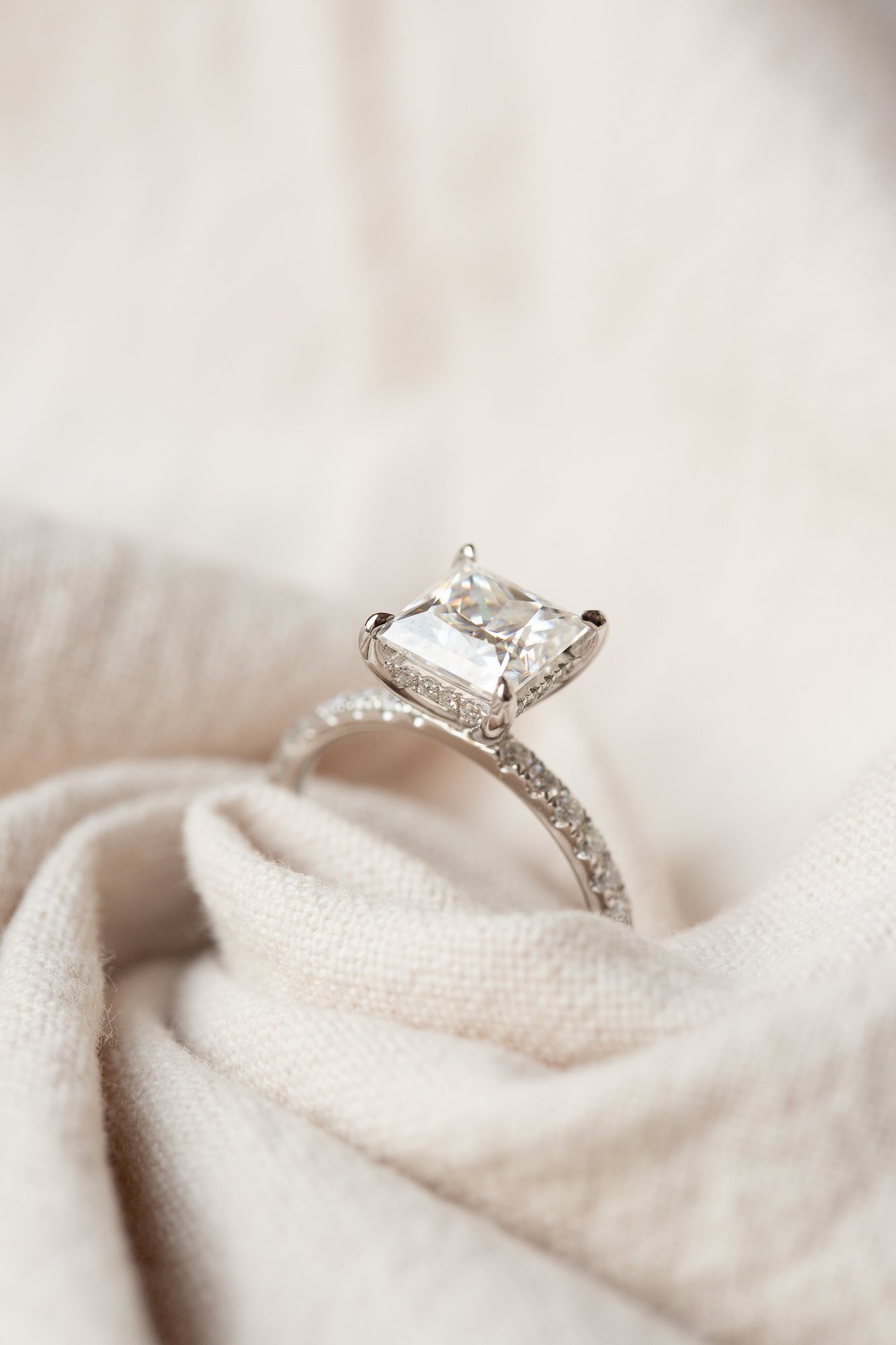 Annie  Princess Solitaire with Hidden Halo and Pave Lifestyle Image