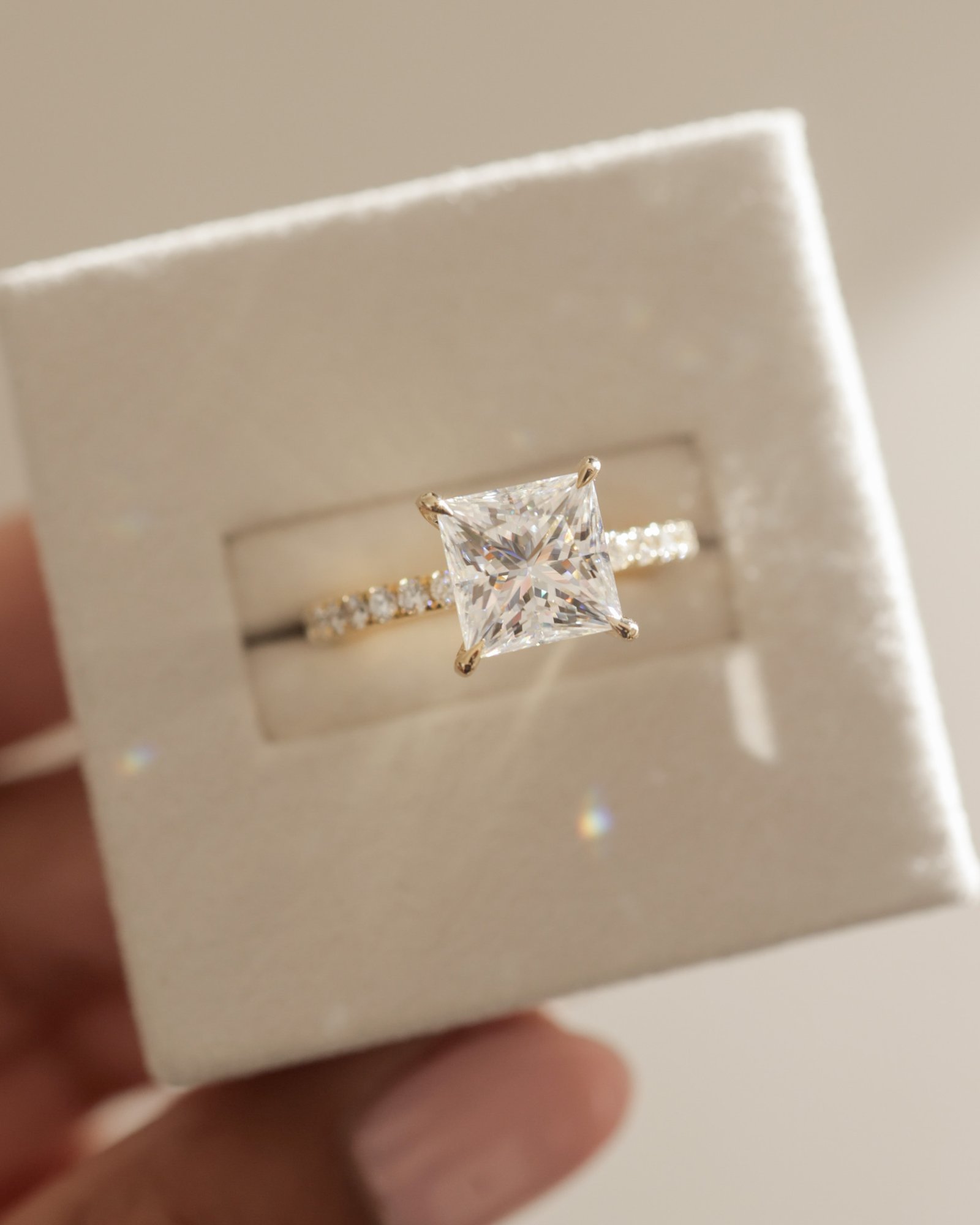 Annie  Princess Solitaire with Hidden Halo and Pave Lifestyle Image