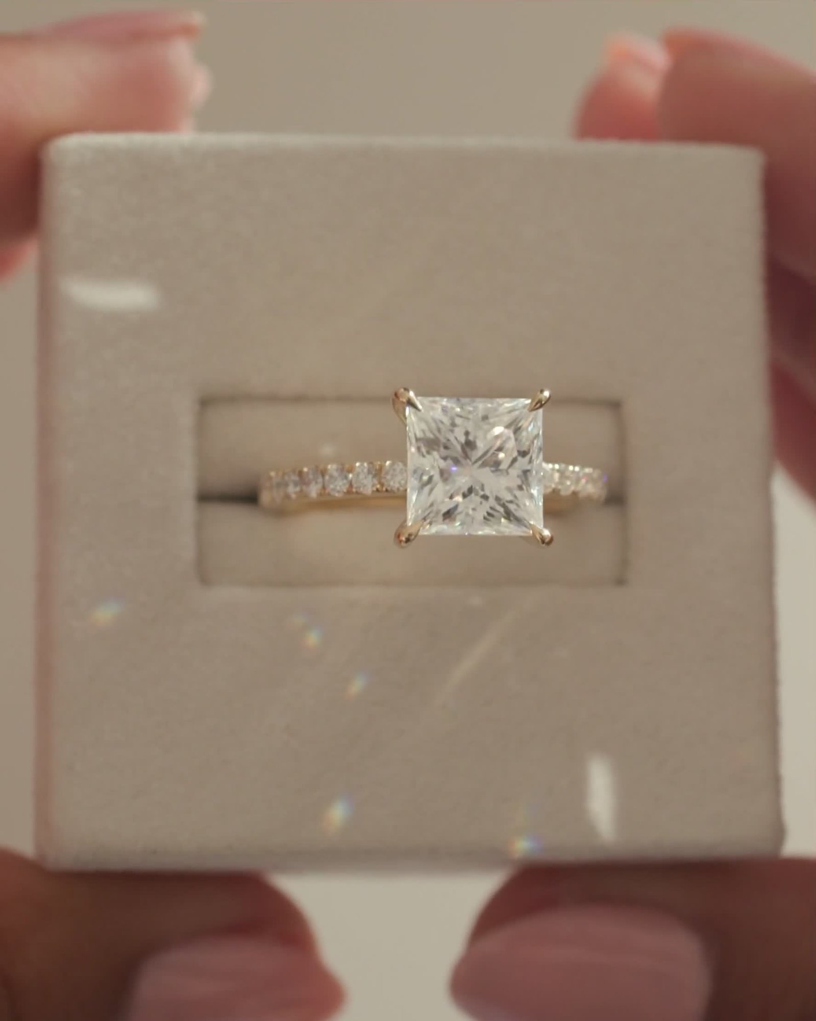 Annie  Princess Solitaire with Hidden Halo and Pave Lifestyle Image