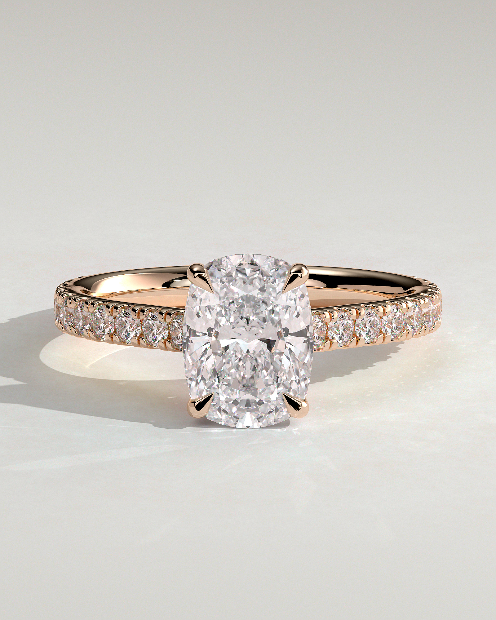 Annika - Elongated Cushion Cut with Hidden Halo - 18k Rose Gold