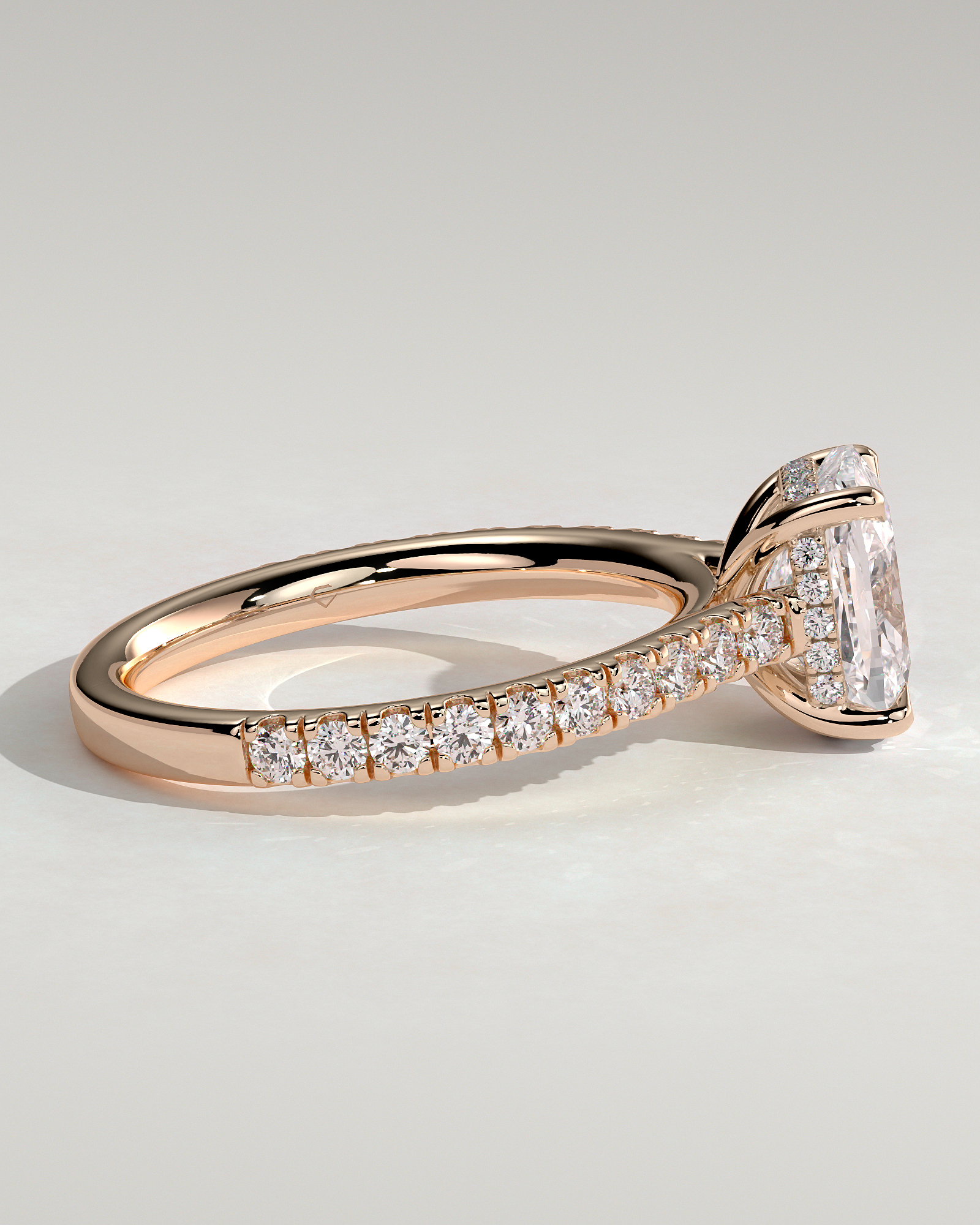 Annika - Elongated Cushion Cut with Hidden Halo - 18k Rose Gold