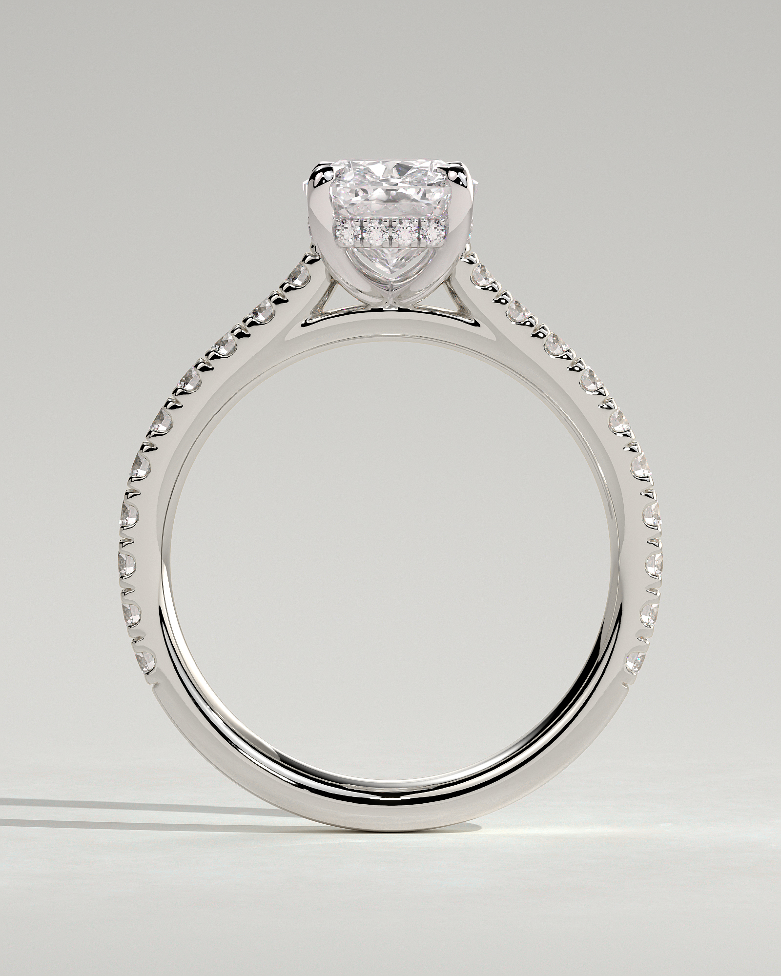 Annika - Elongated Cushion Cut with Hidden Halo - 18k White Gold