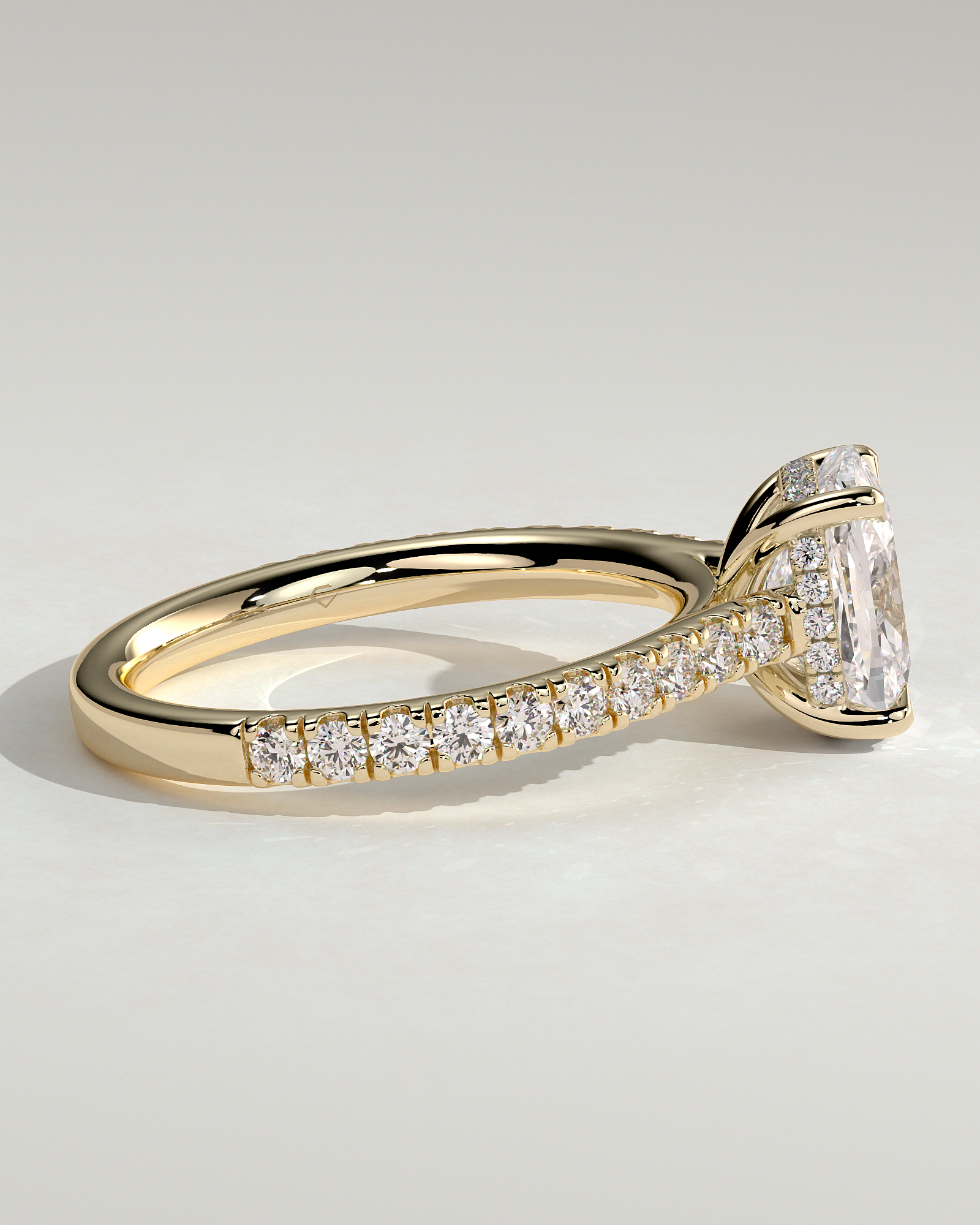 Annika - Elongated Cushion Cut with Hidden Halo - 18k Yellow Gold