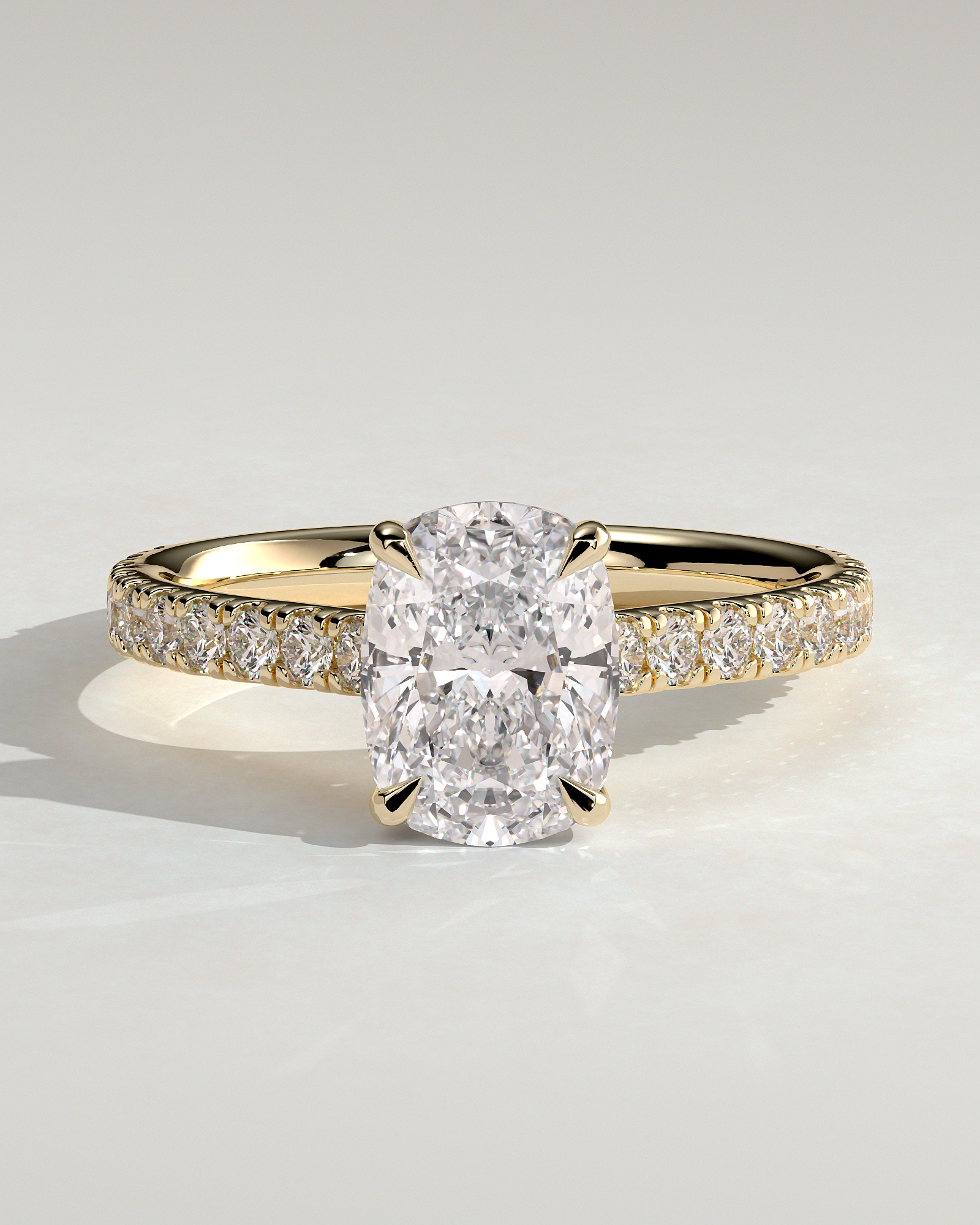 Annika - Elongated Cushion Cut with Hidden Halo - 18k Yellow Gold