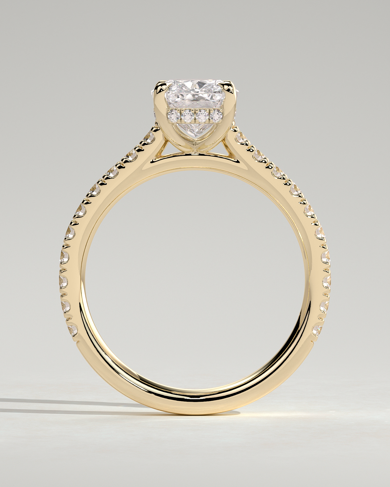 Annika - Elongated Cushion Cut with Hidden Halo - 18k Yellow Gold