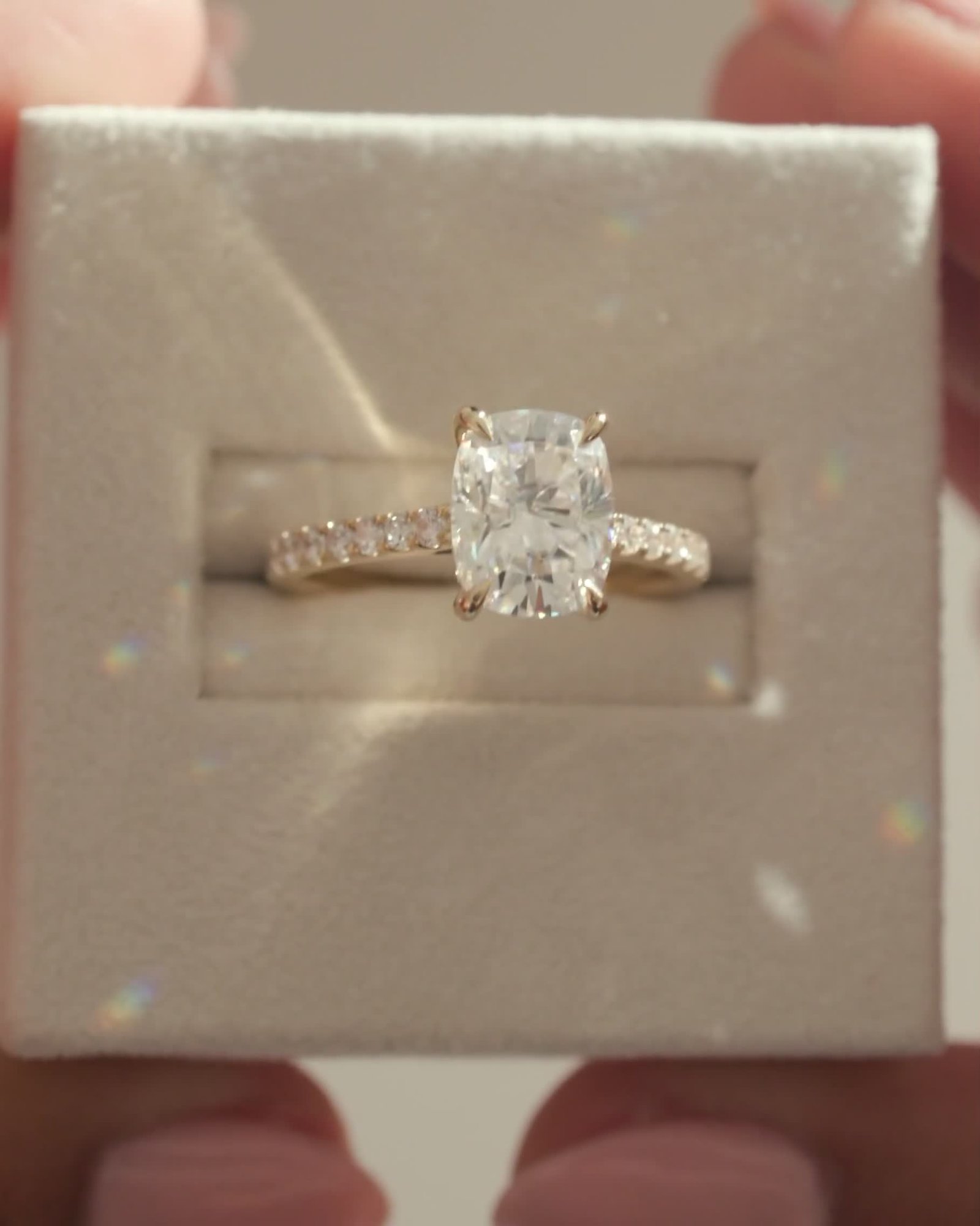 Annika - Elongated Cushion Cut with Hidden Halo Lifestyle Image