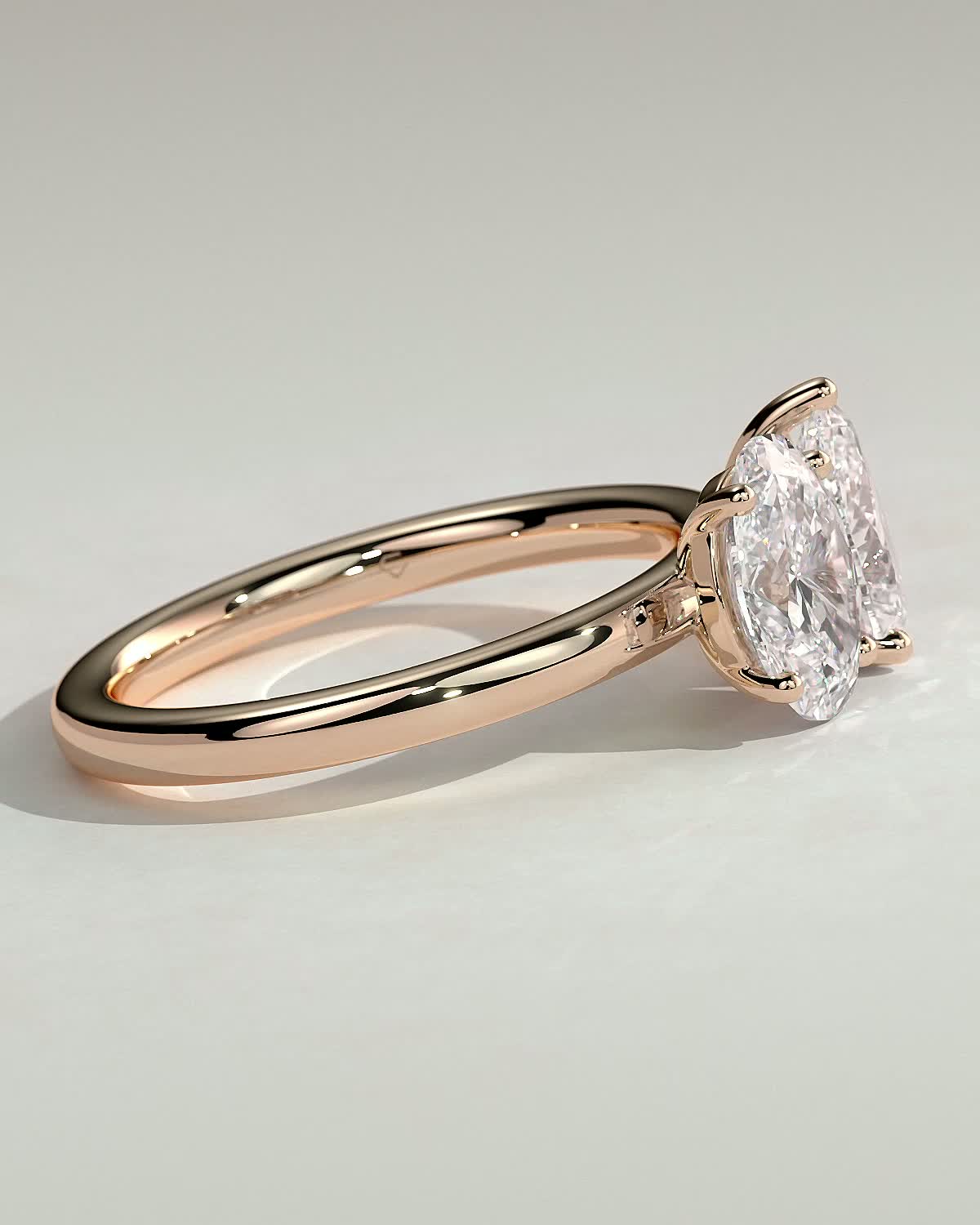 April - Oval & Pear Toi Et Moi - 18k Rose Gold