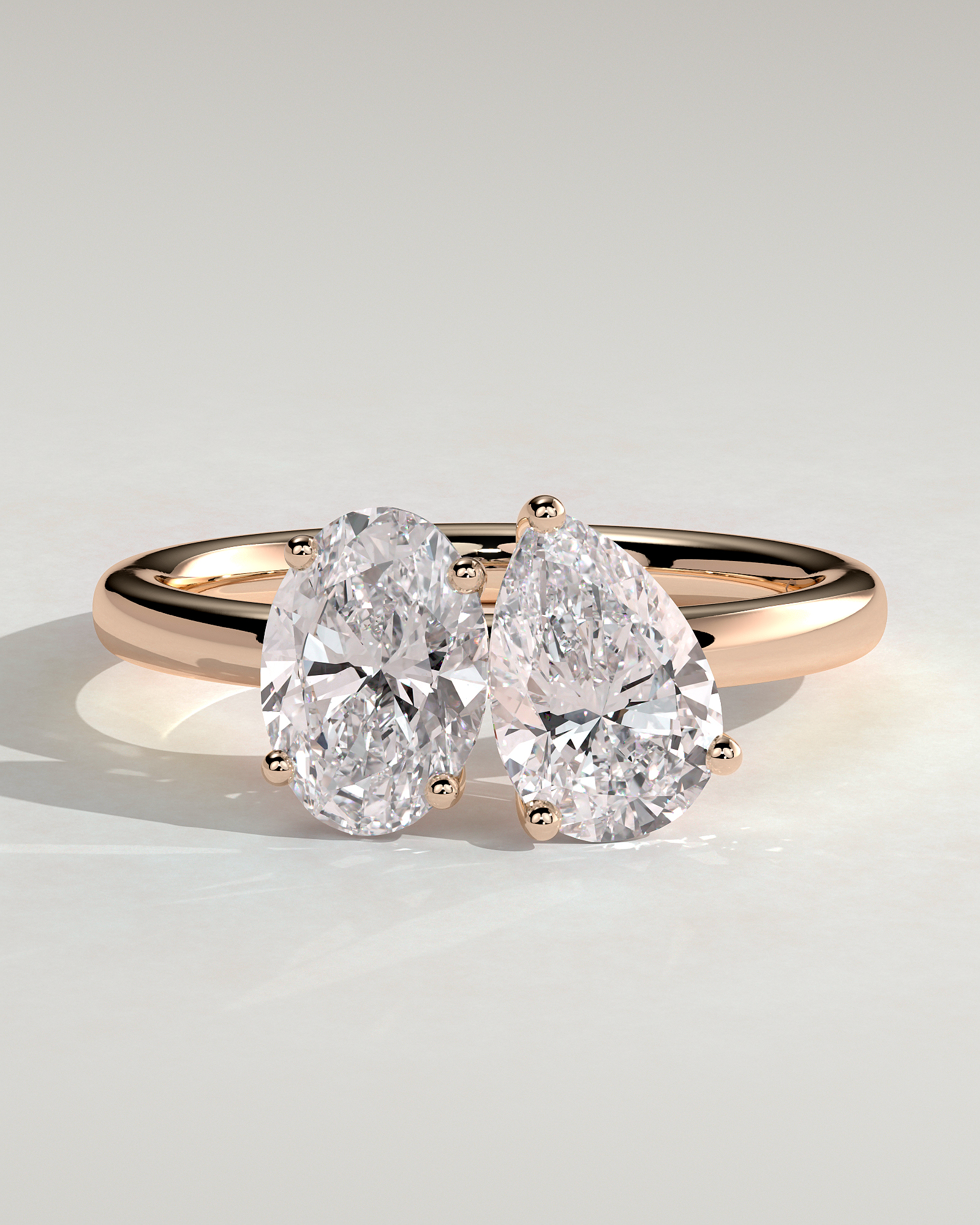 April - Oval & Pear Toi Et Moi - 18k Rose Gold