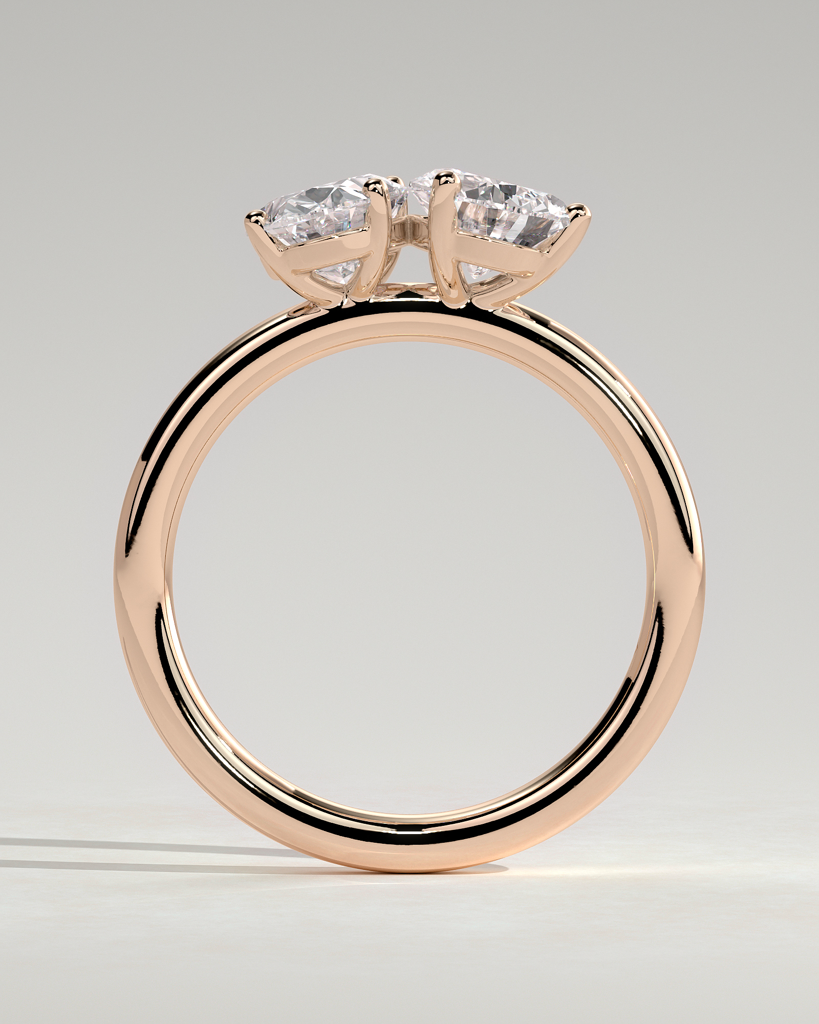 April - Oval & Pear Toi Et Moi - 18k Rose Gold
