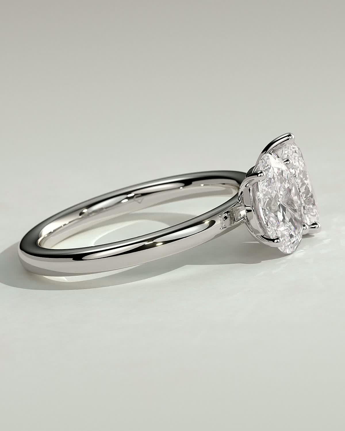 April - Oval & Pear Toi Et Moi - 18k White Gold