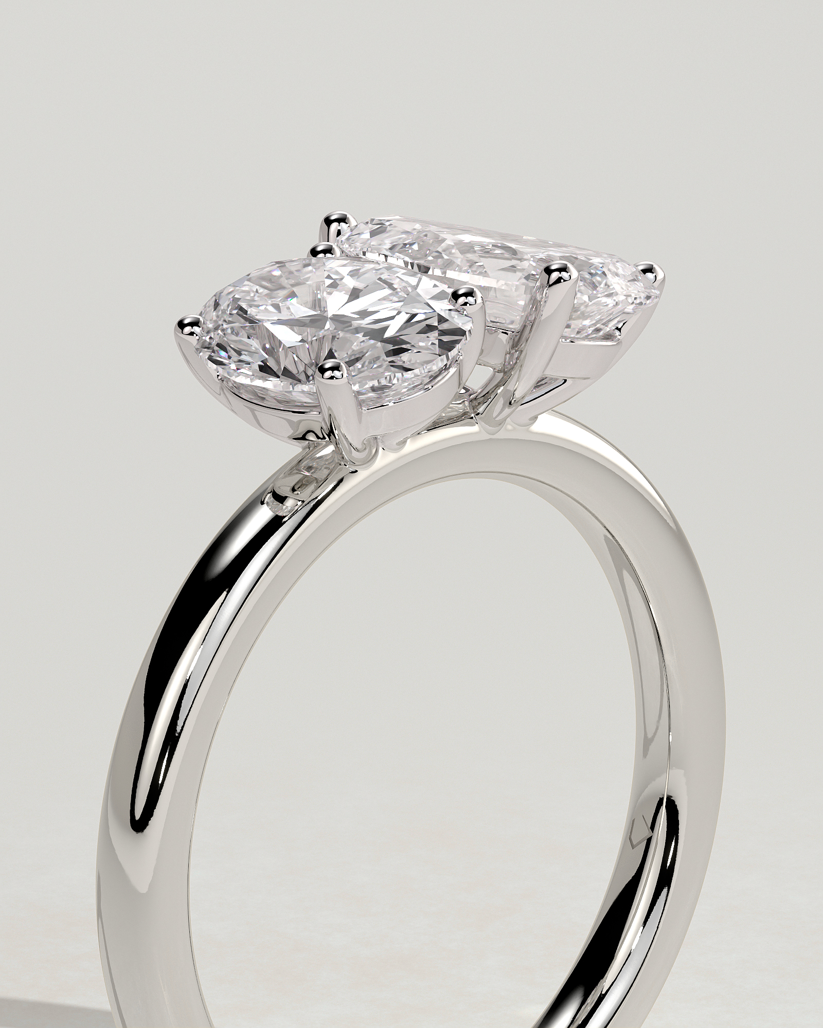 April - Oval & Pear Toi Et Moi - 18k White Gold