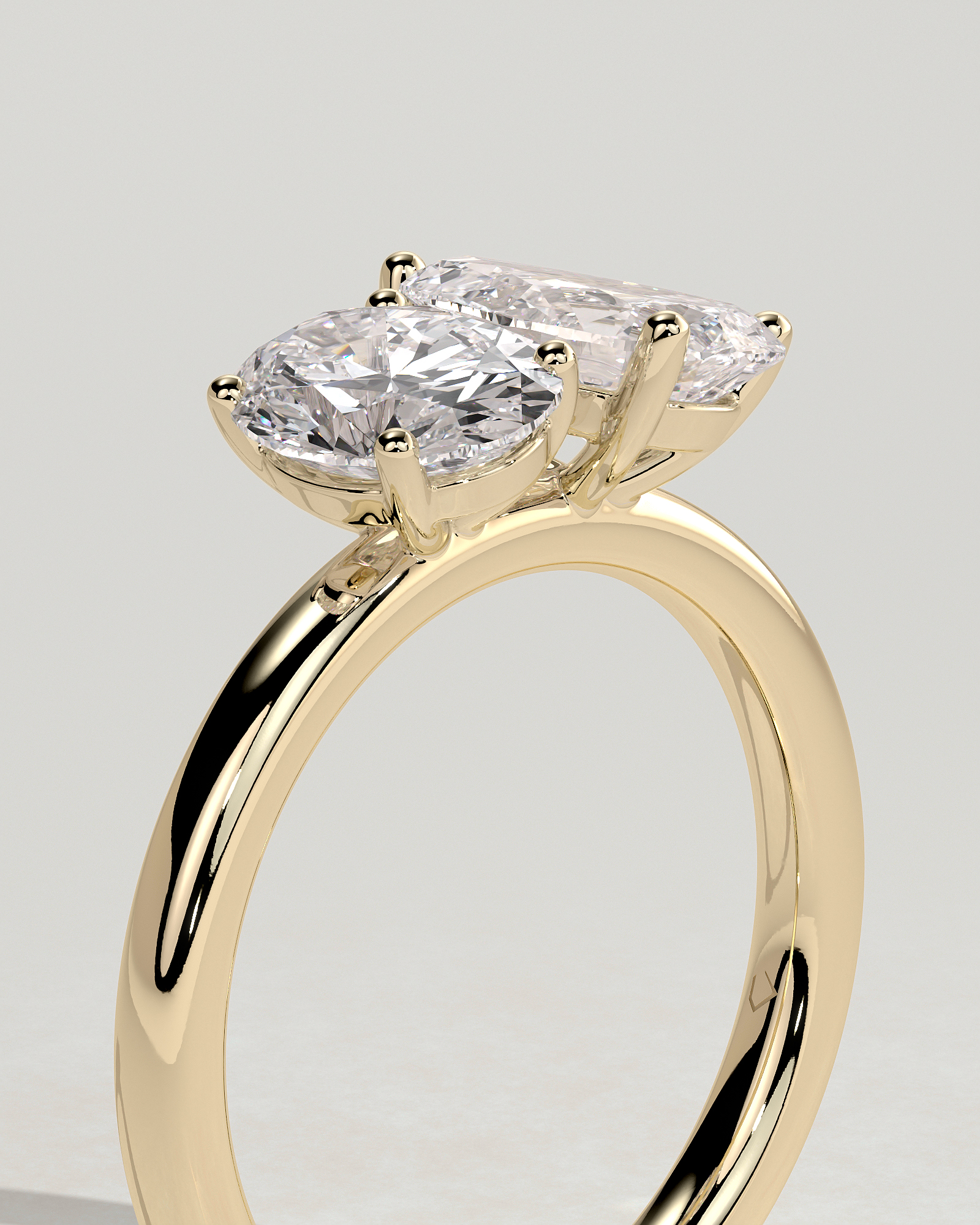 April - Oval & Pear Toi Et Moi - 18k Yellow Gold