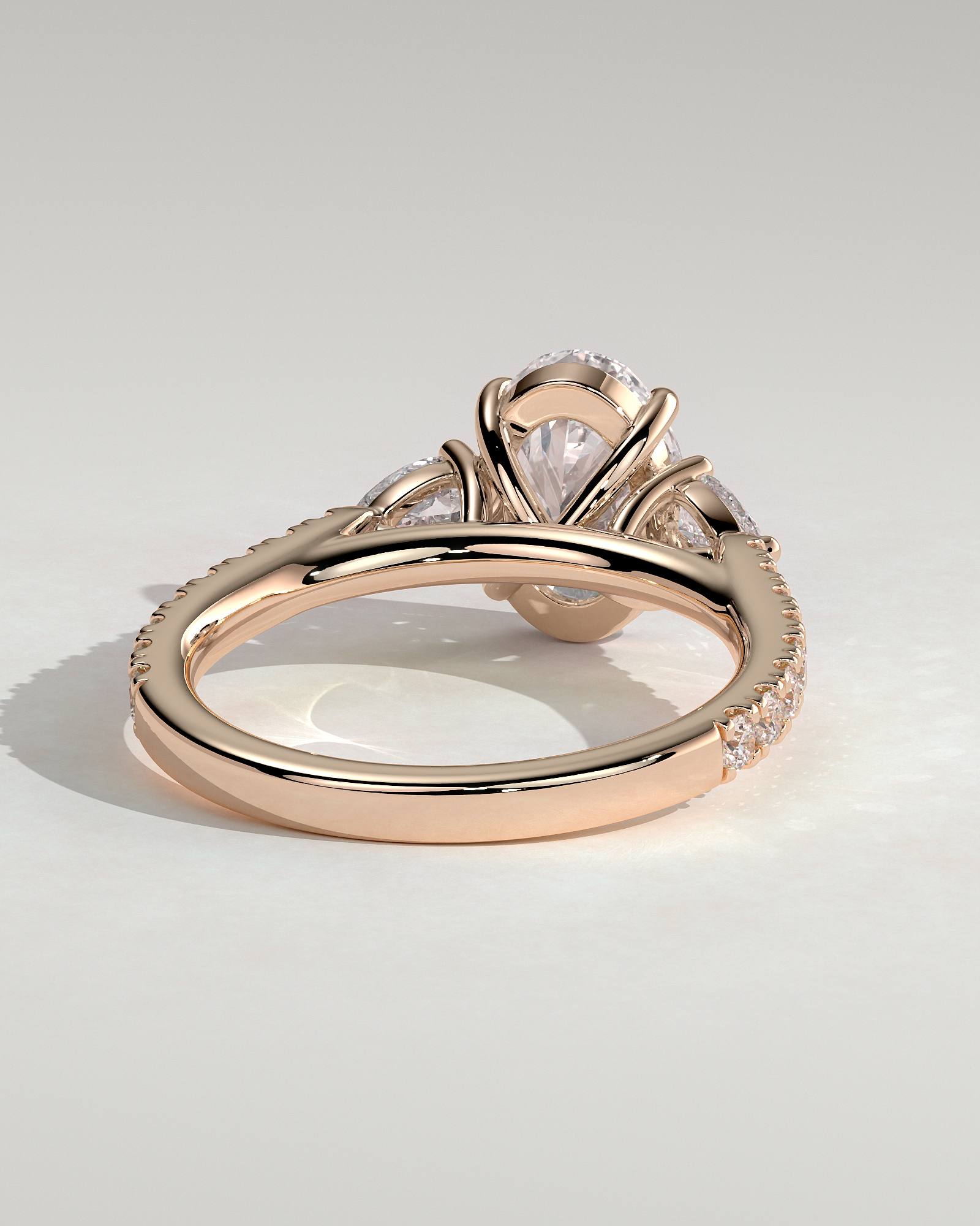 Arabella - Oval Trilogy with Side Stones - 18k Rose Gold