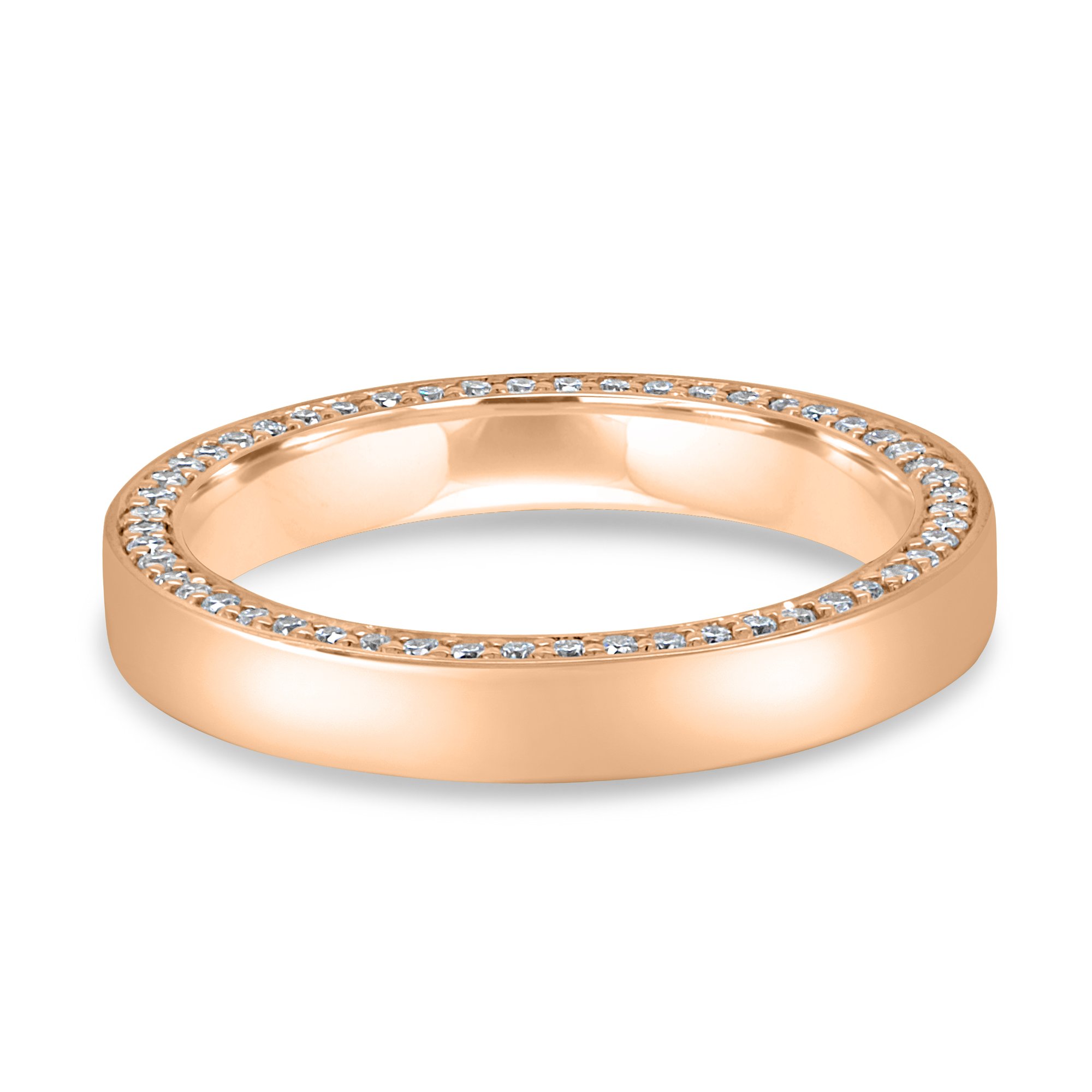Arden - Cigar Band with Hidden Pav Detail - 18k Rose Gold