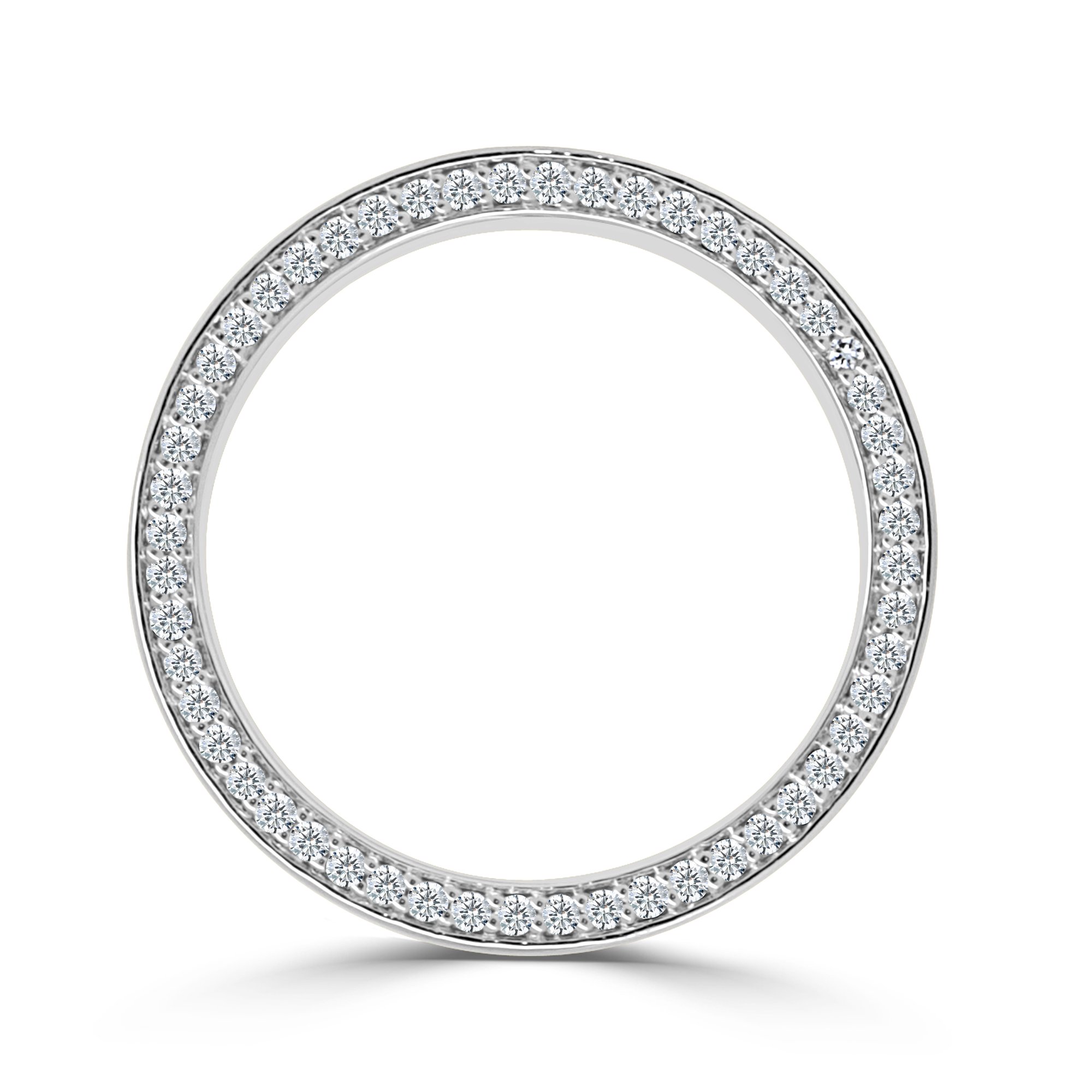Arden - Cigar Band with Hidden Pav Detail - 18k White Gold