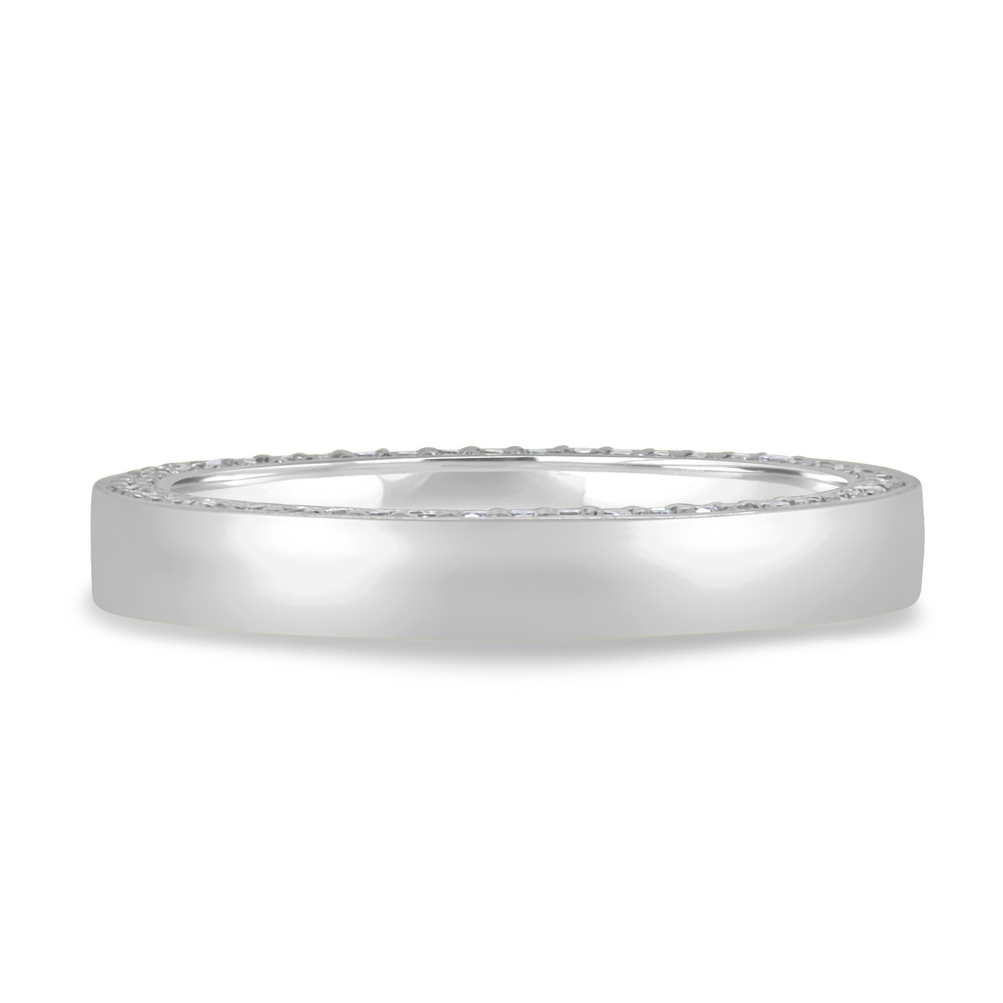 Arden - Cigar Band with Hidden Pav Detail - 18k White Gold