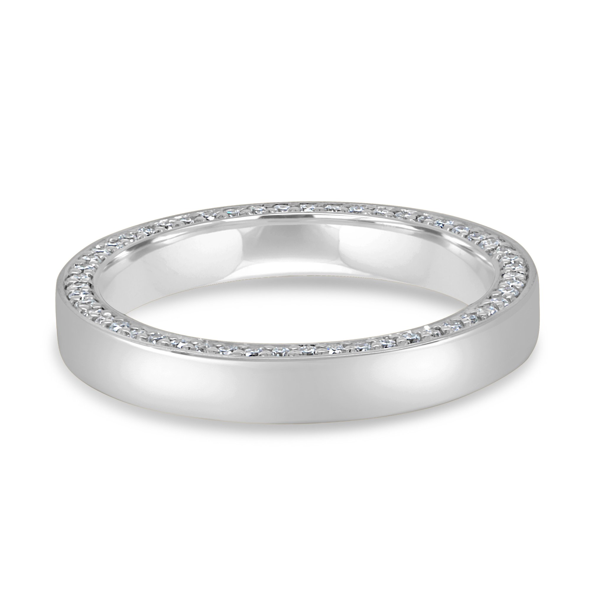 Arden - Cigar Band with Hidden Pav Detail - 18k White Gold