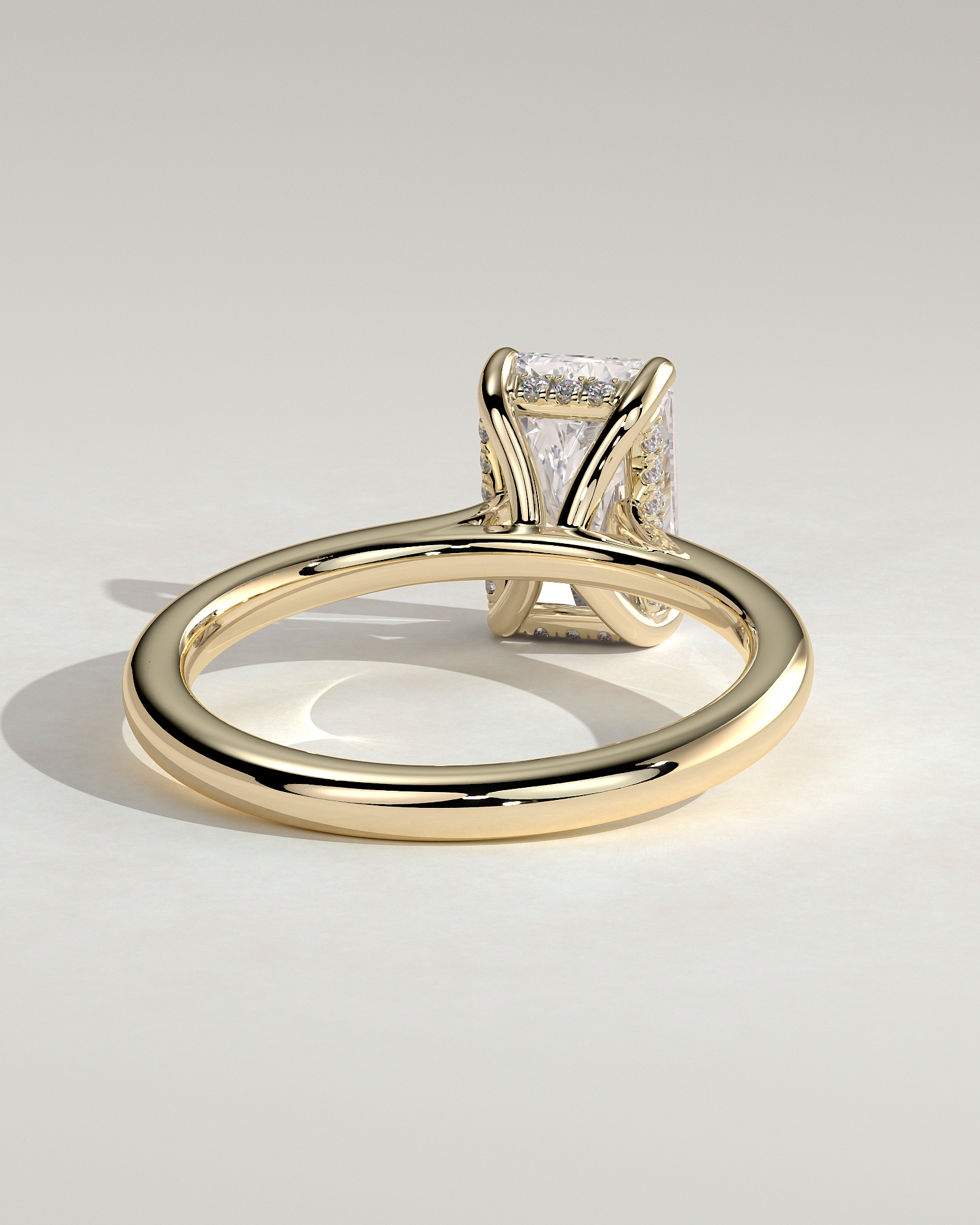 Ari - 4 Claw Radiant Solitaire with Hidden Halo - 18k Yellow Gold