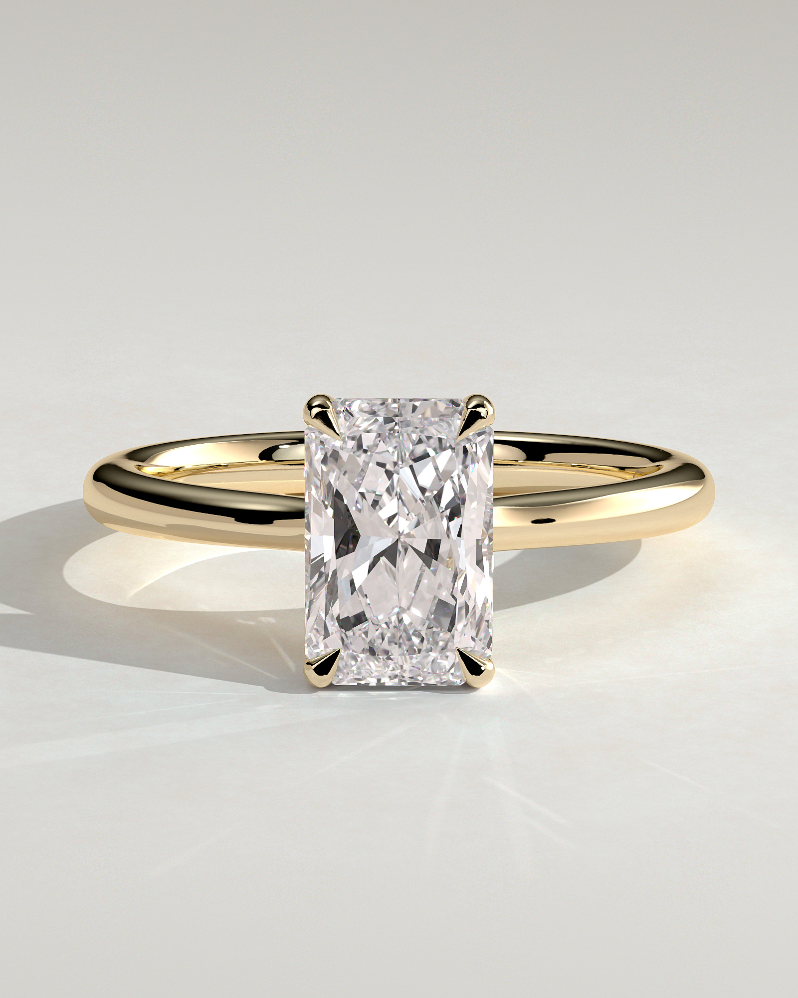 Ari - 4 Claw Radiant Solitaire with Hidden Halo - 18k Yellow Gold
