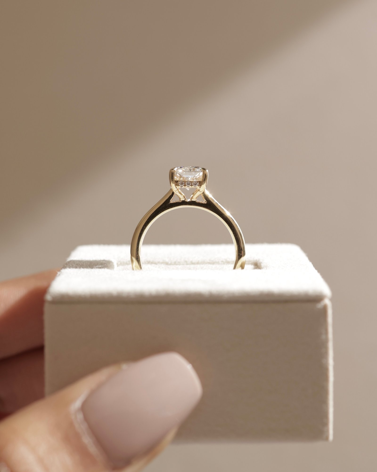 Ari - 4 Claw Radiant Solitaire with Hidden Halo Lifestyle Image