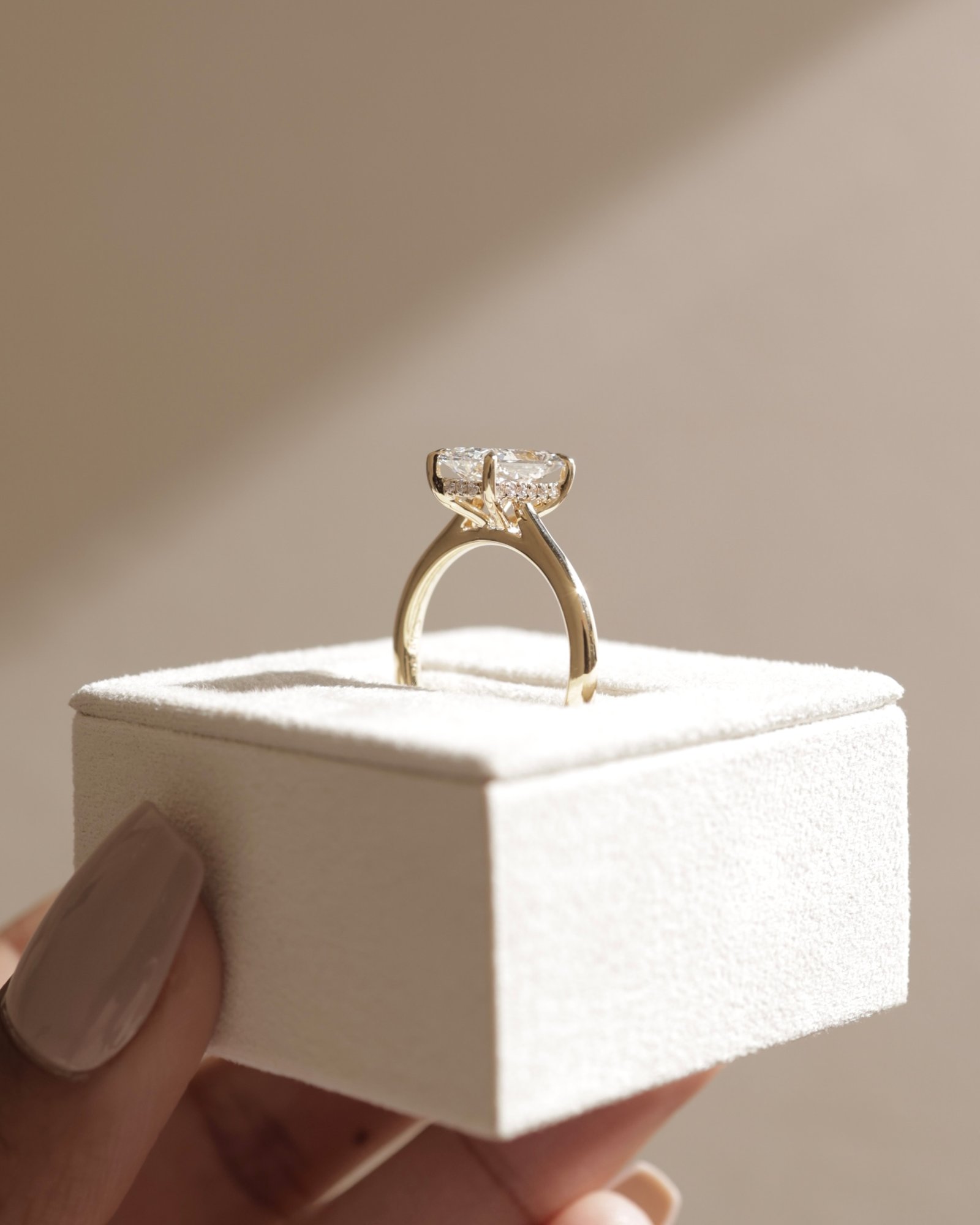 Ari - 4 Claw Radiant Solitaire with Hidden Halo Lifestyle Image