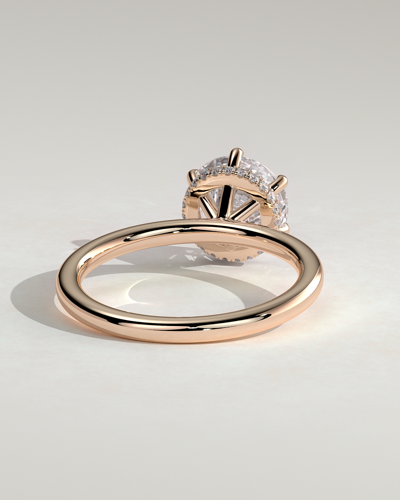 Aria - 6 Claw Round Solitaire with Hidden Halo - 18k Rose Gold