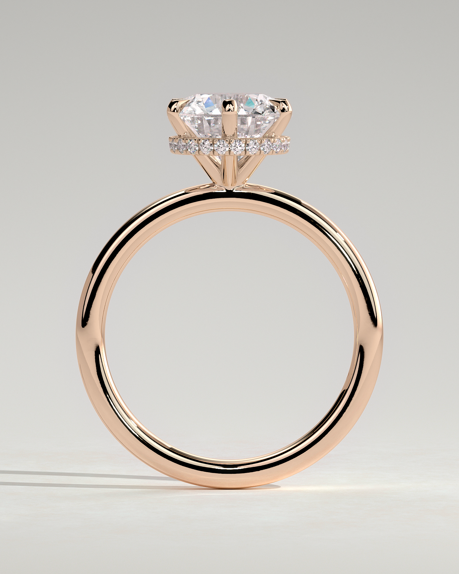 Aria - 6 Claw Round Solitaire with Hidden Halo - 18k Rose Gold