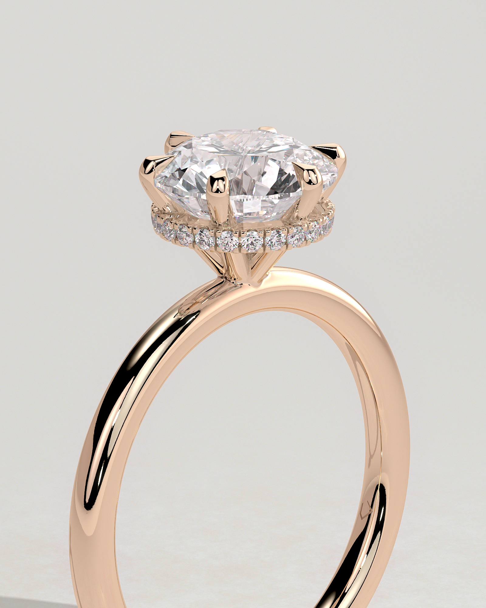 Aria - 6 Claw Round Solitaire with Hidden Halo - 18k Rose Gold