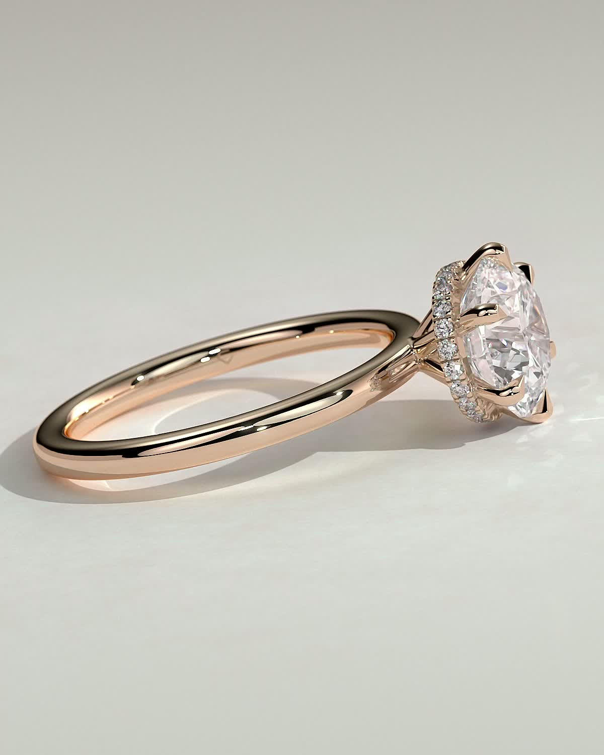 Aria - 6 Claw Round Solitaire with Hidden Halo - 18k Rose Gold