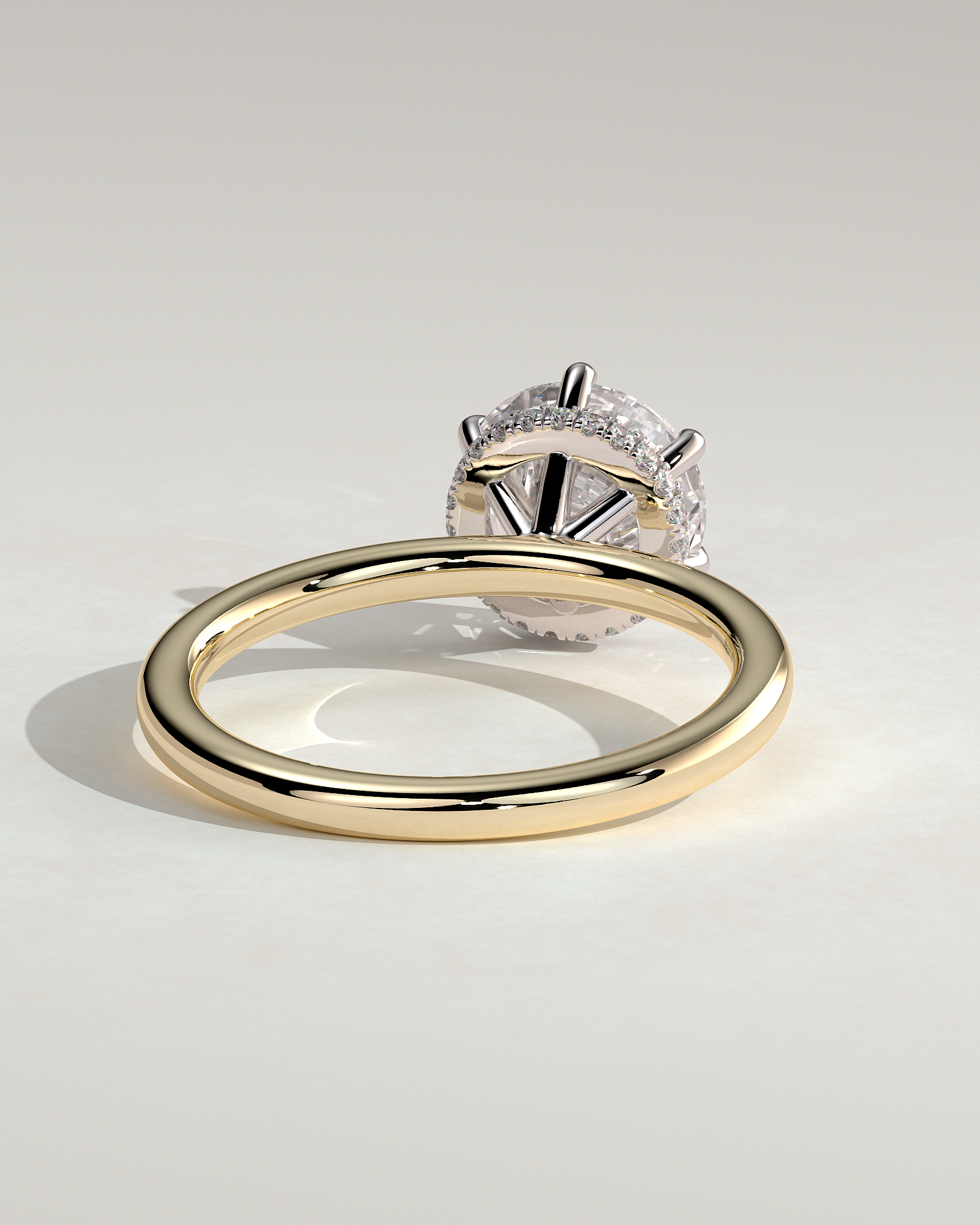 Aria - 6 Claw Round Solitaire with Hidden Halo - 18k Yellow Gold / 18k White Gold