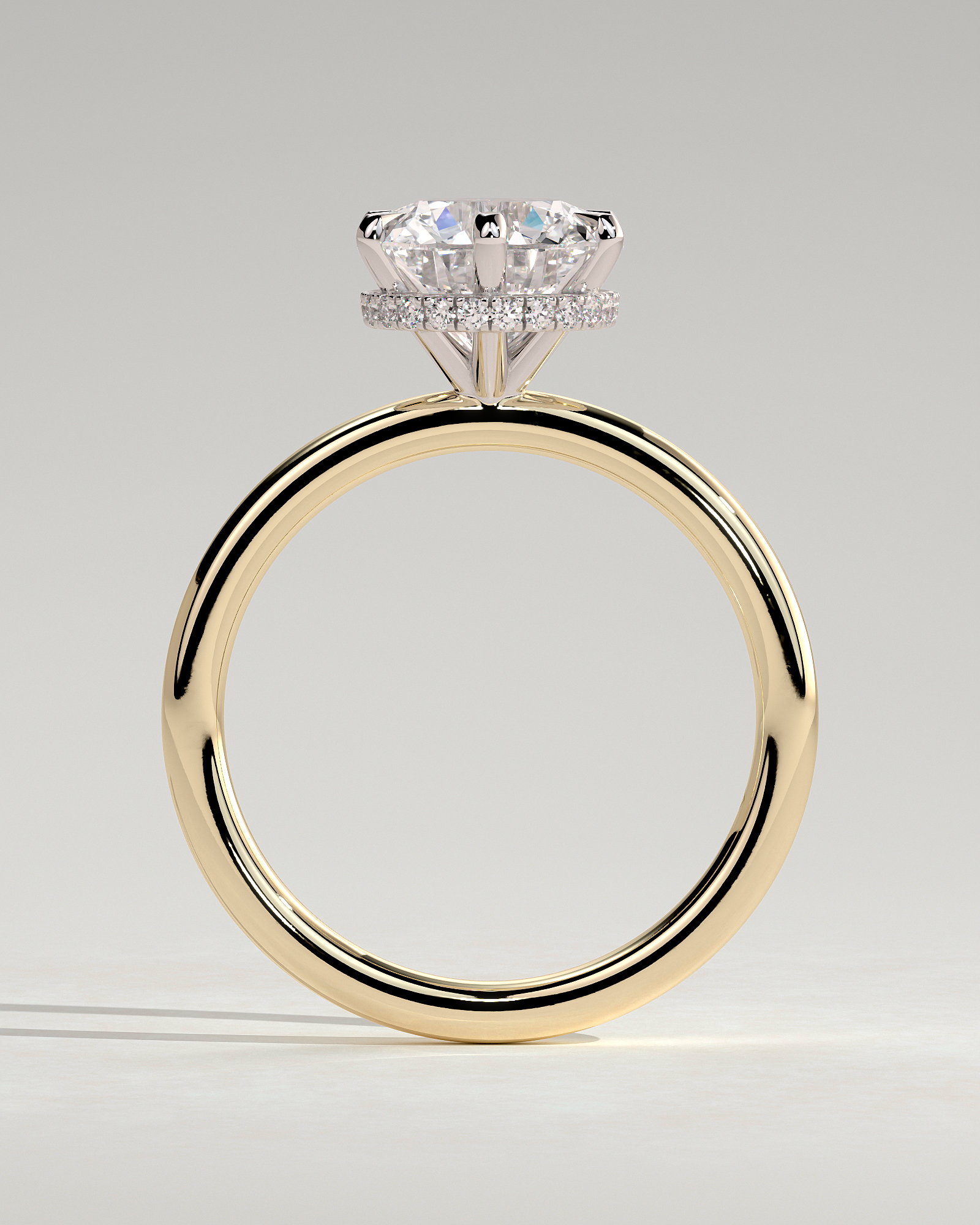 Aria - 6 Claw Round Solitaire with Hidden Halo - 18k Yellow Gold / 18k White Gold