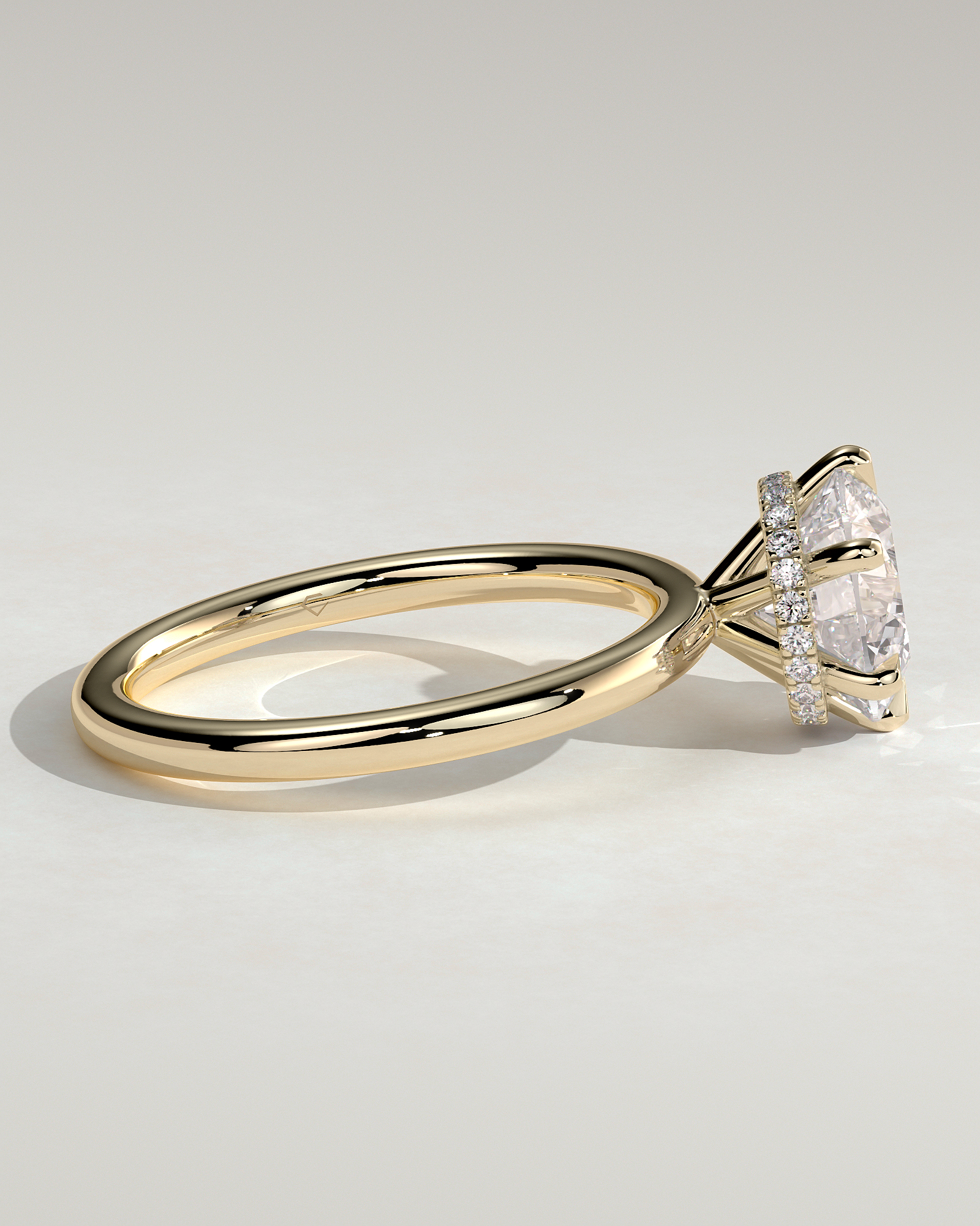 Aria - 6 Claw Round Solitaire with Hidden Halo - 18k Yellow Gold