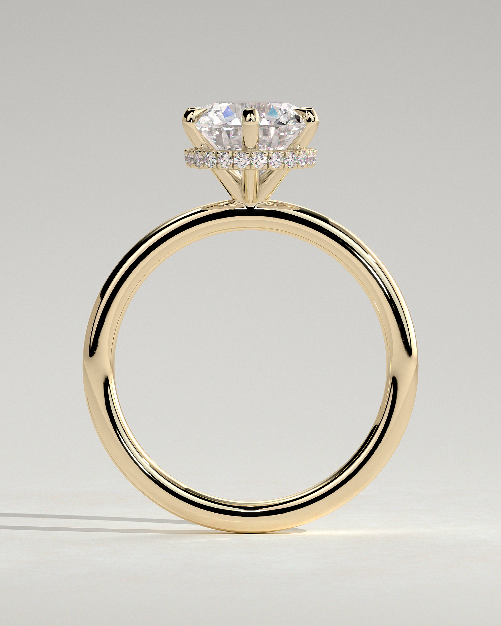 Aria - 6 Claw Round Solitaire with Hidden Halo - 18k Yellow Gold
