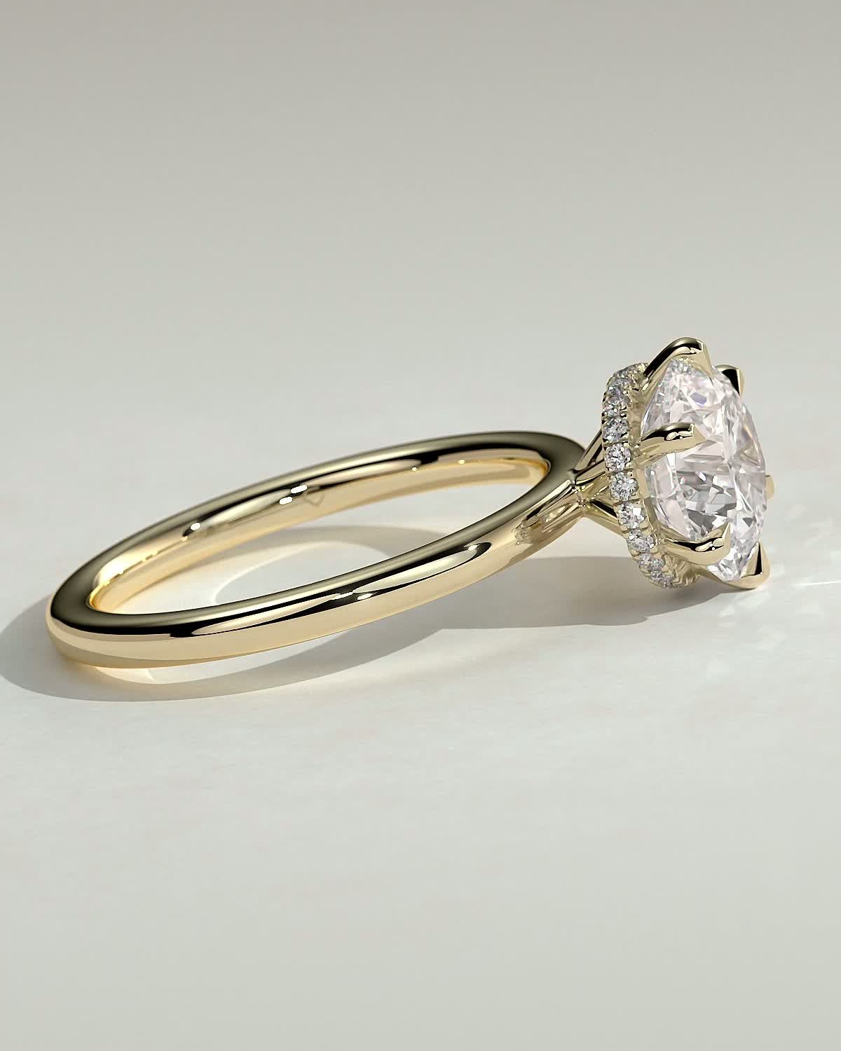 Aria - 6 Claw Round Solitaire with Hidden Halo - 18k Yellow Gold