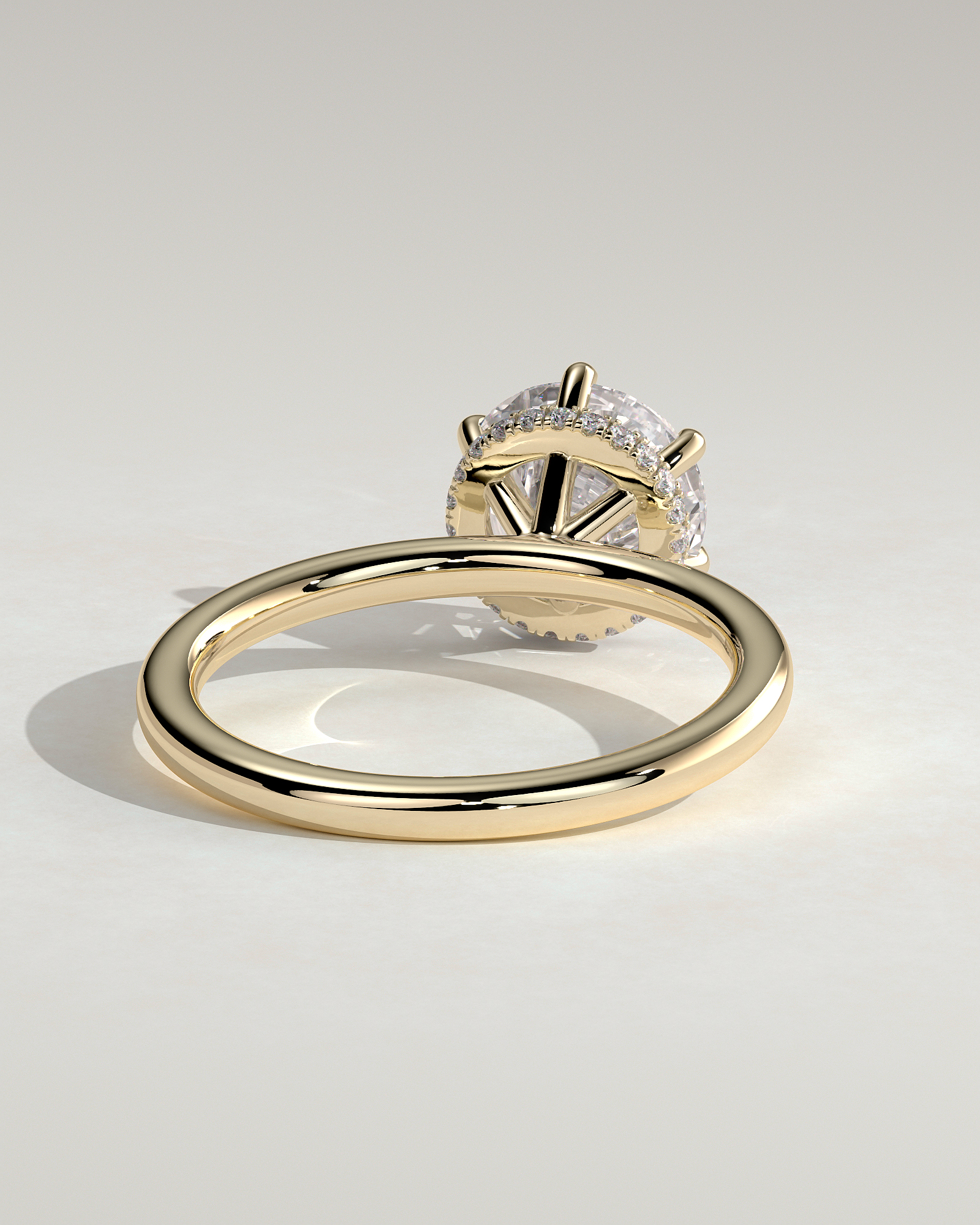 Aria - 6 Claw Round Solitaire with Hidden Halo - 18k Yellow Gold