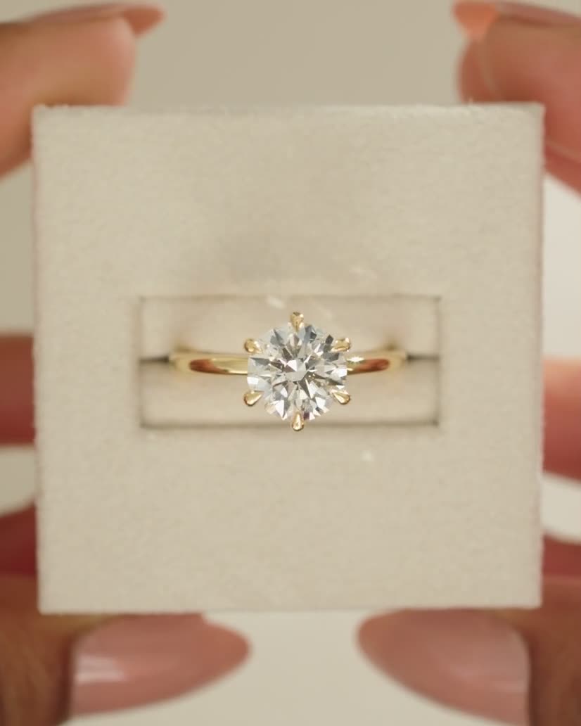 Aria - 6 Claw Round Solitaire with Hidden Halo Lifestyle Image