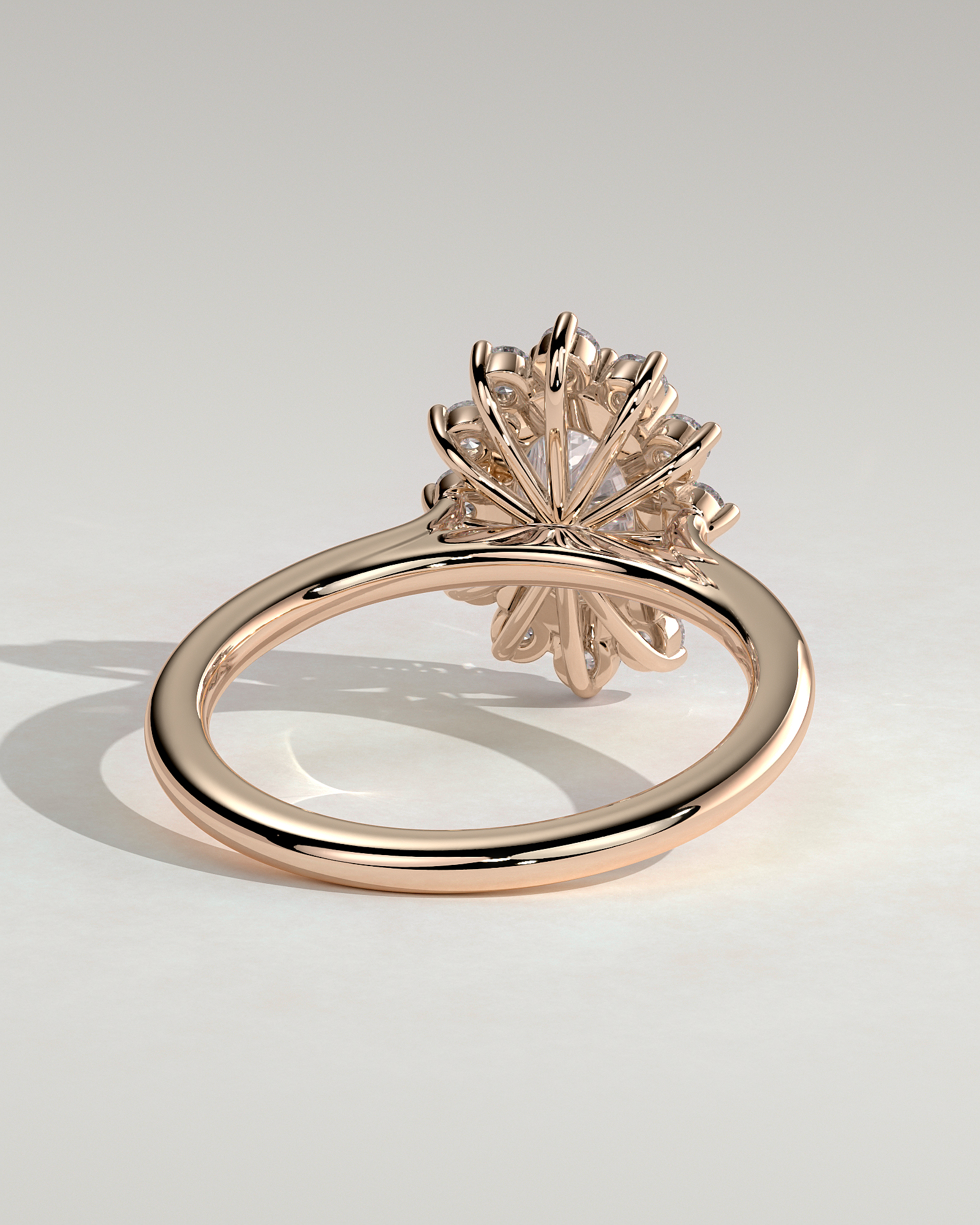 Arielle - Oval Halo with Cathedral Setting - 18k Rose Gold