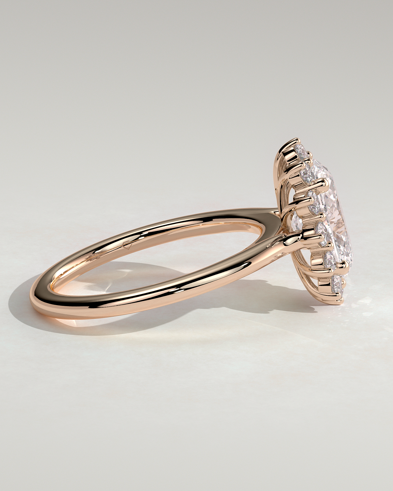 Arielle - Oval Halo with Cathedral Setting - 18k Rose Gold