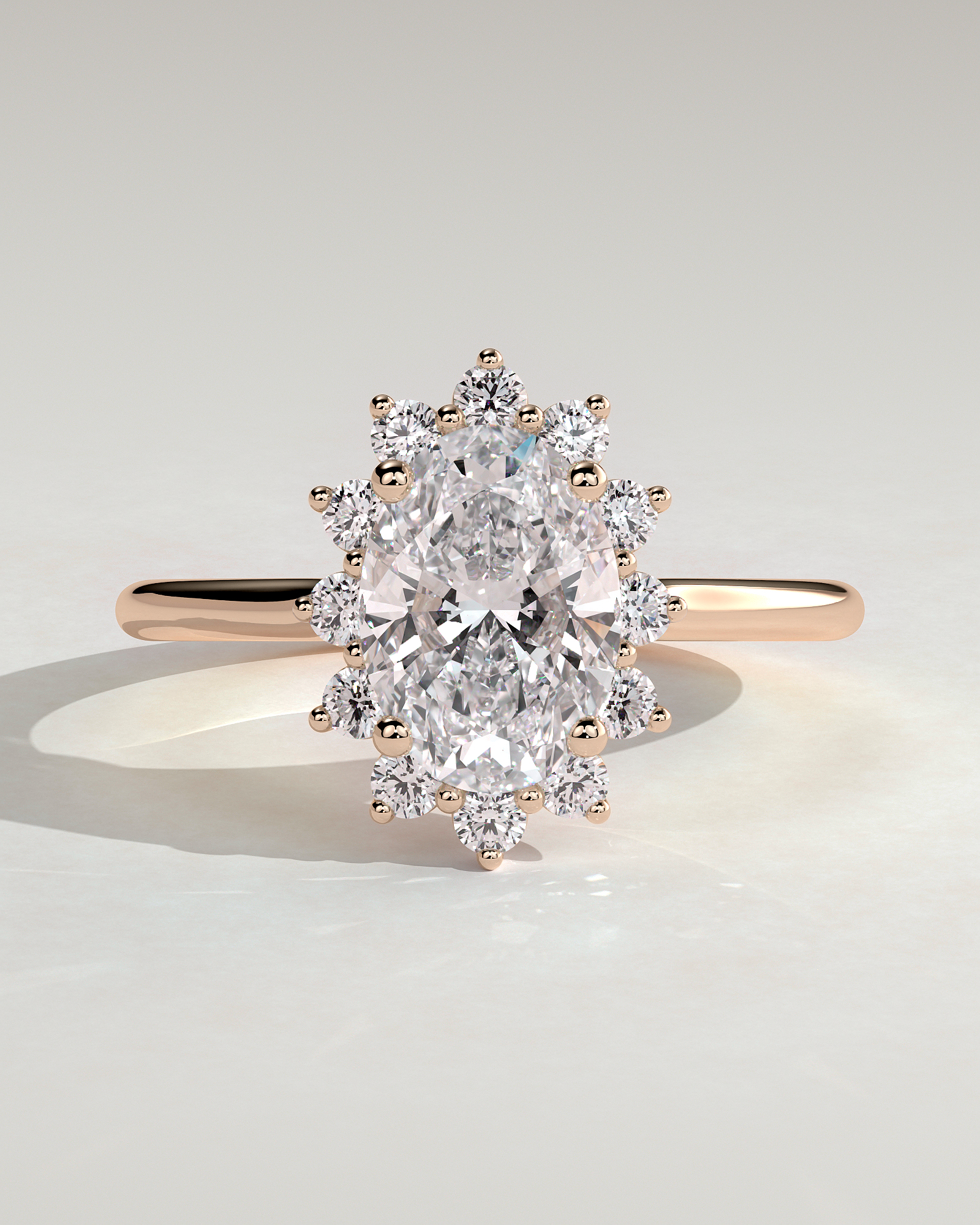 Arielle - Oval Halo with Cathedral Setting - 18k Rose Gold