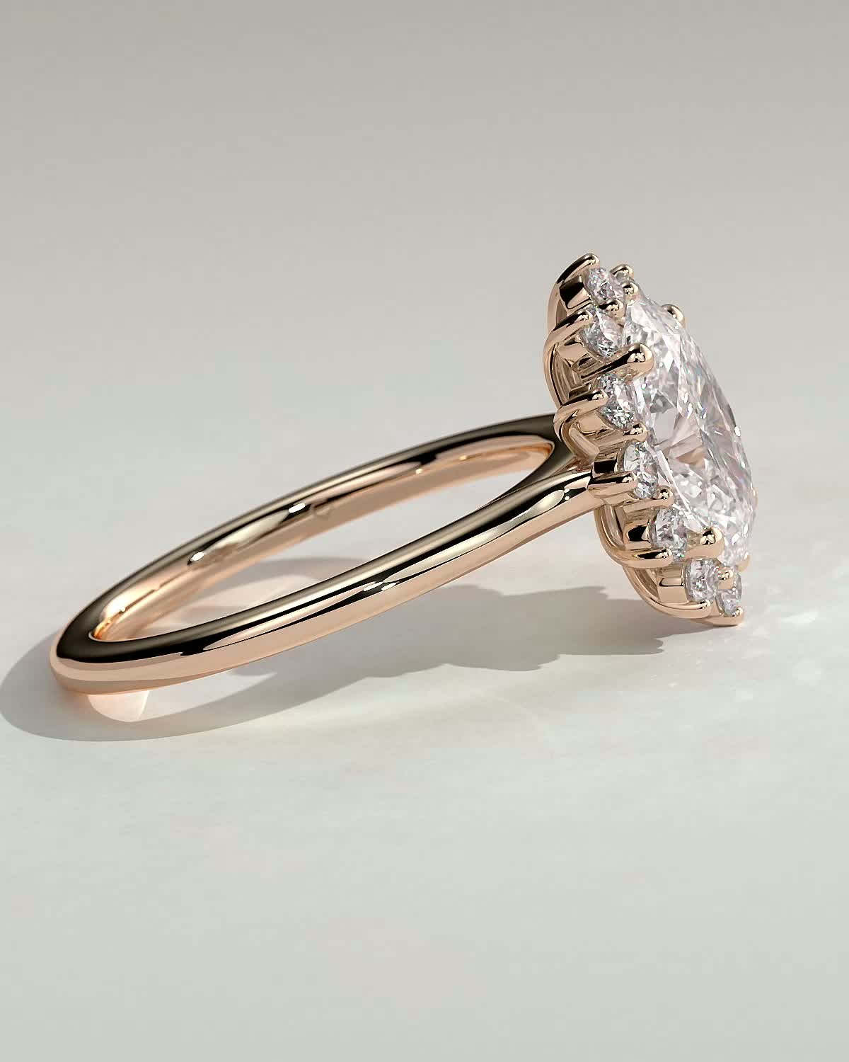 Arielle - Oval Halo with Cathedral Setting - 18k Rose Gold