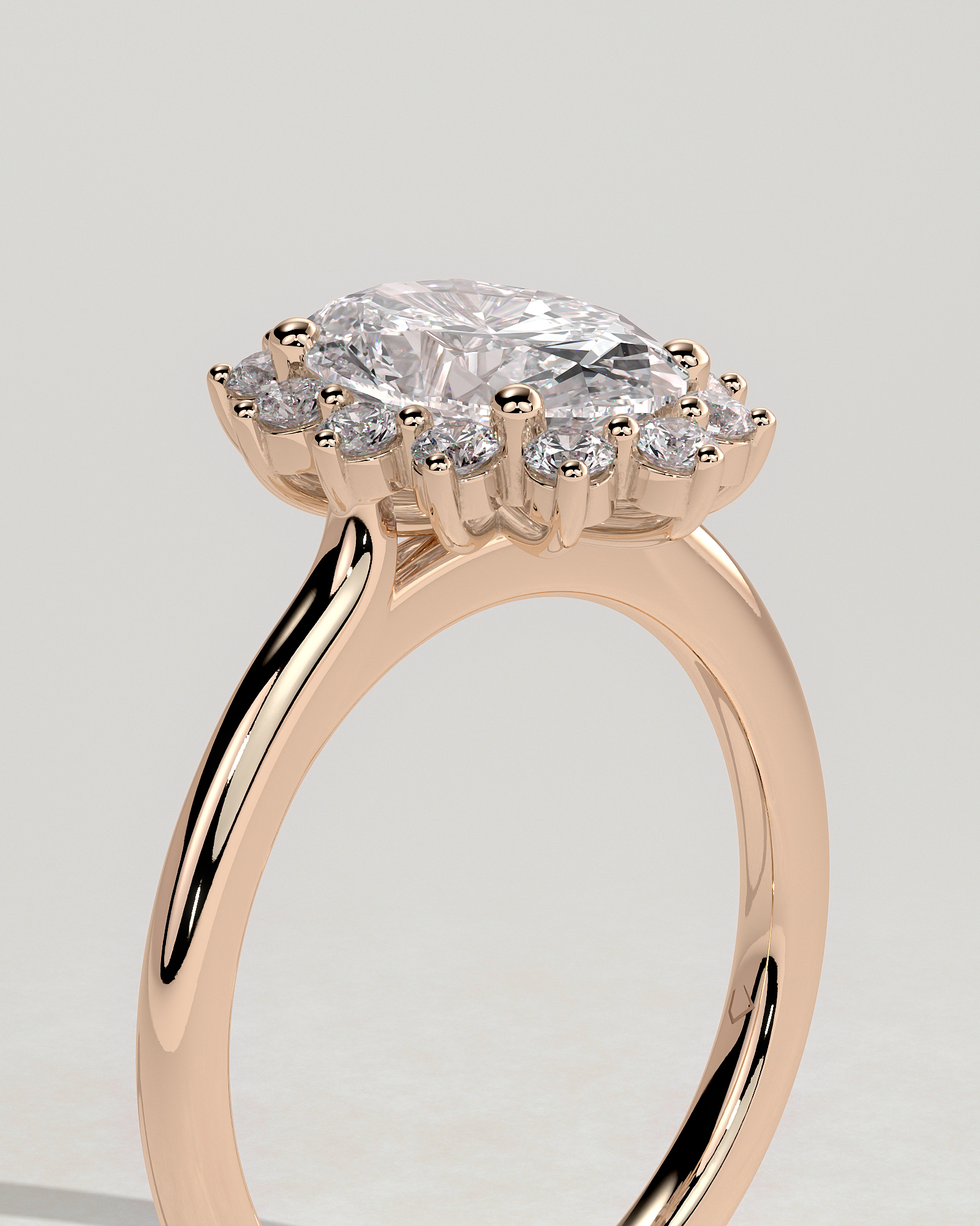 Arielle - Oval Halo with Cathedral Setting - 18k Rose Gold