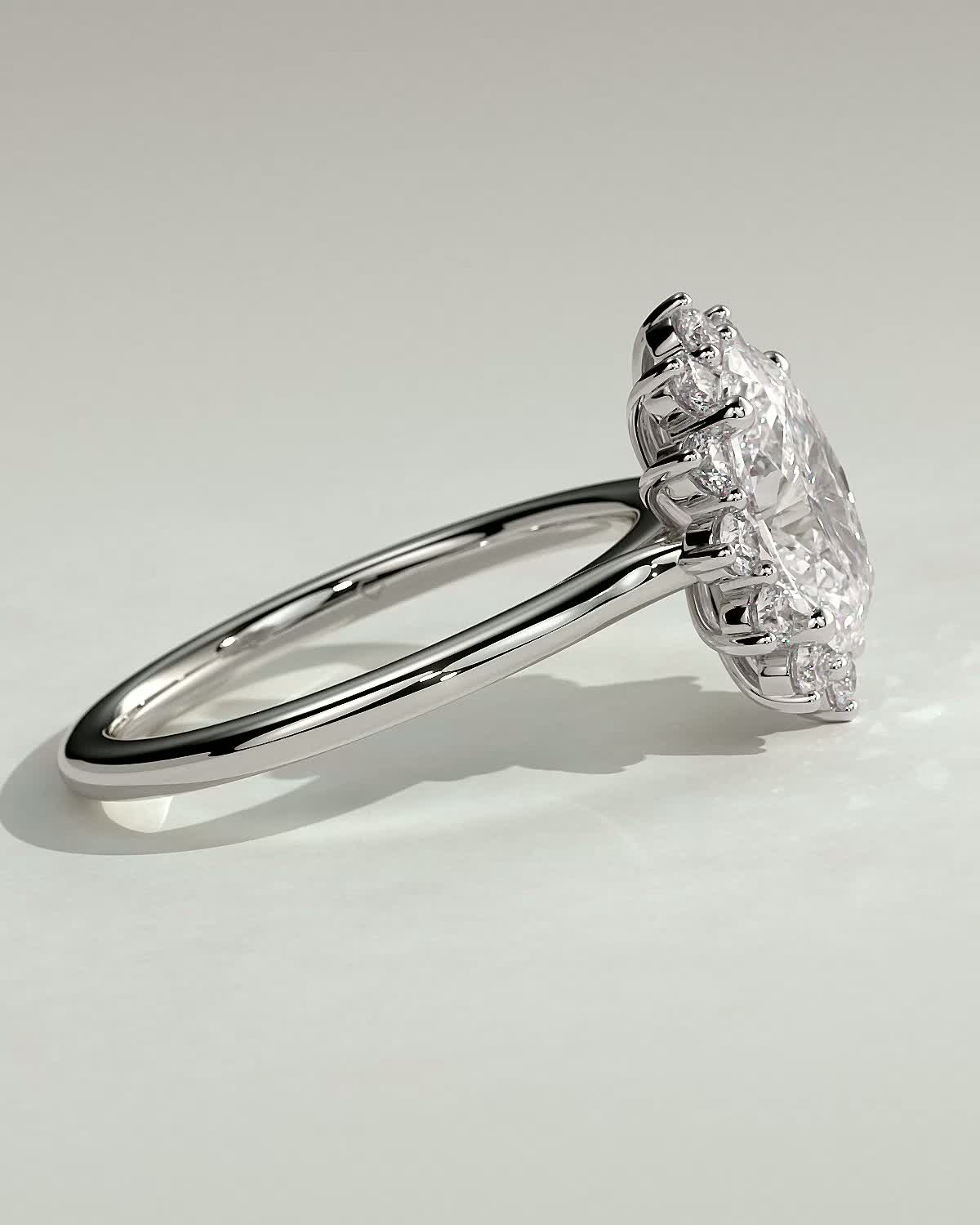 Arielle - Oval Halo with Cathedral Setting - 18k White Gold