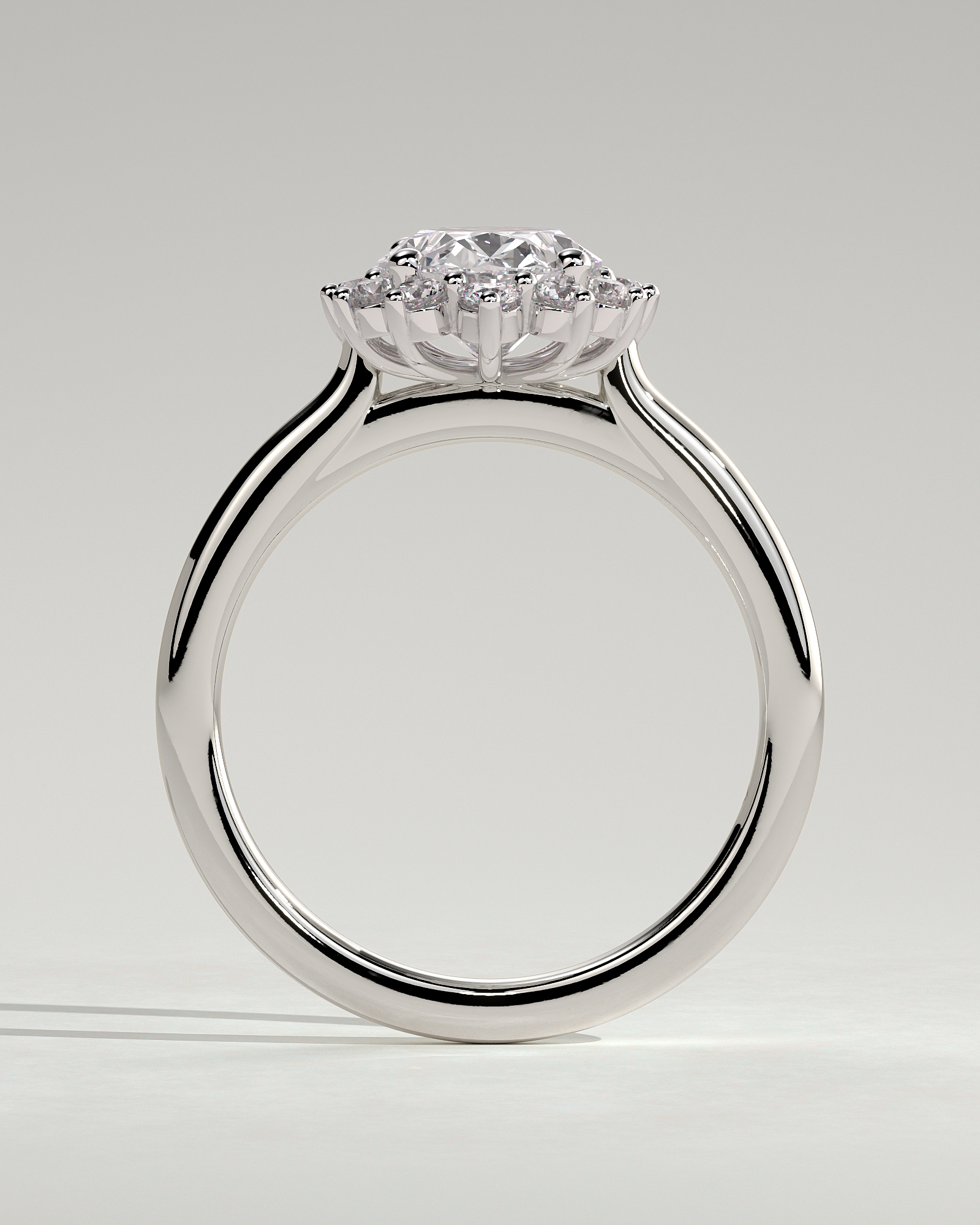 Arielle - Oval Halo with Cathedral Setting - 18k White Gold